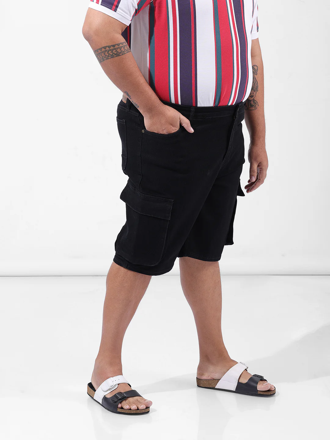 Men's Black Relaxed Fit Casual Shorts - Image 3