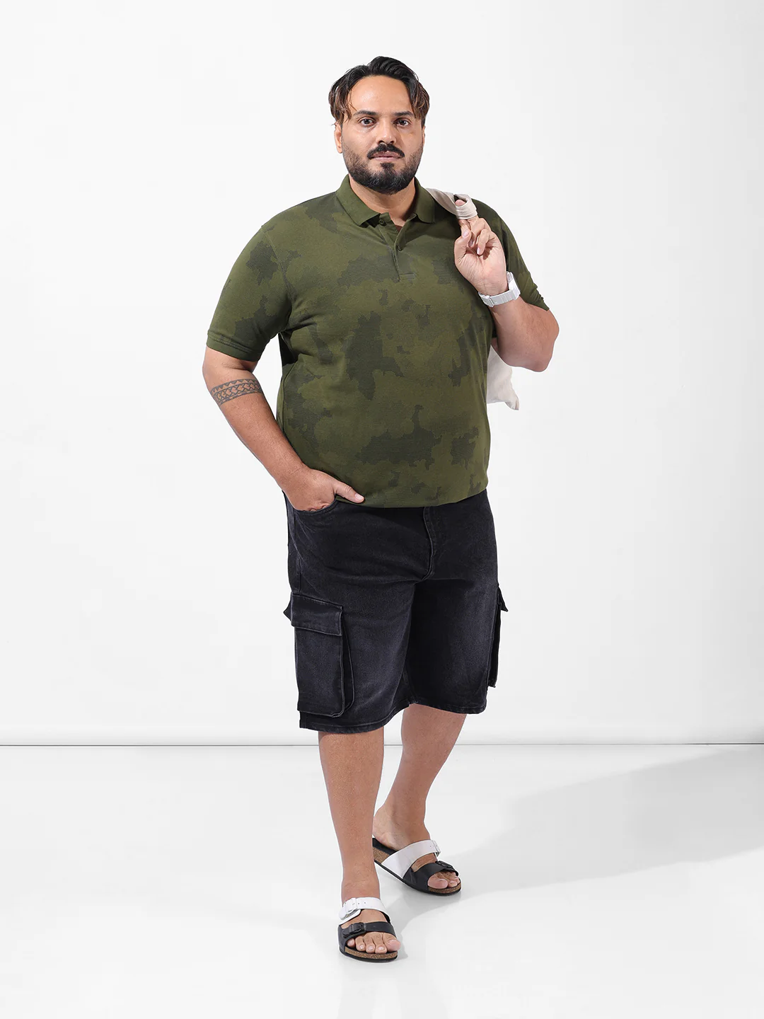 Men's Black Relaxed Fit Casual Shorts - Image 7