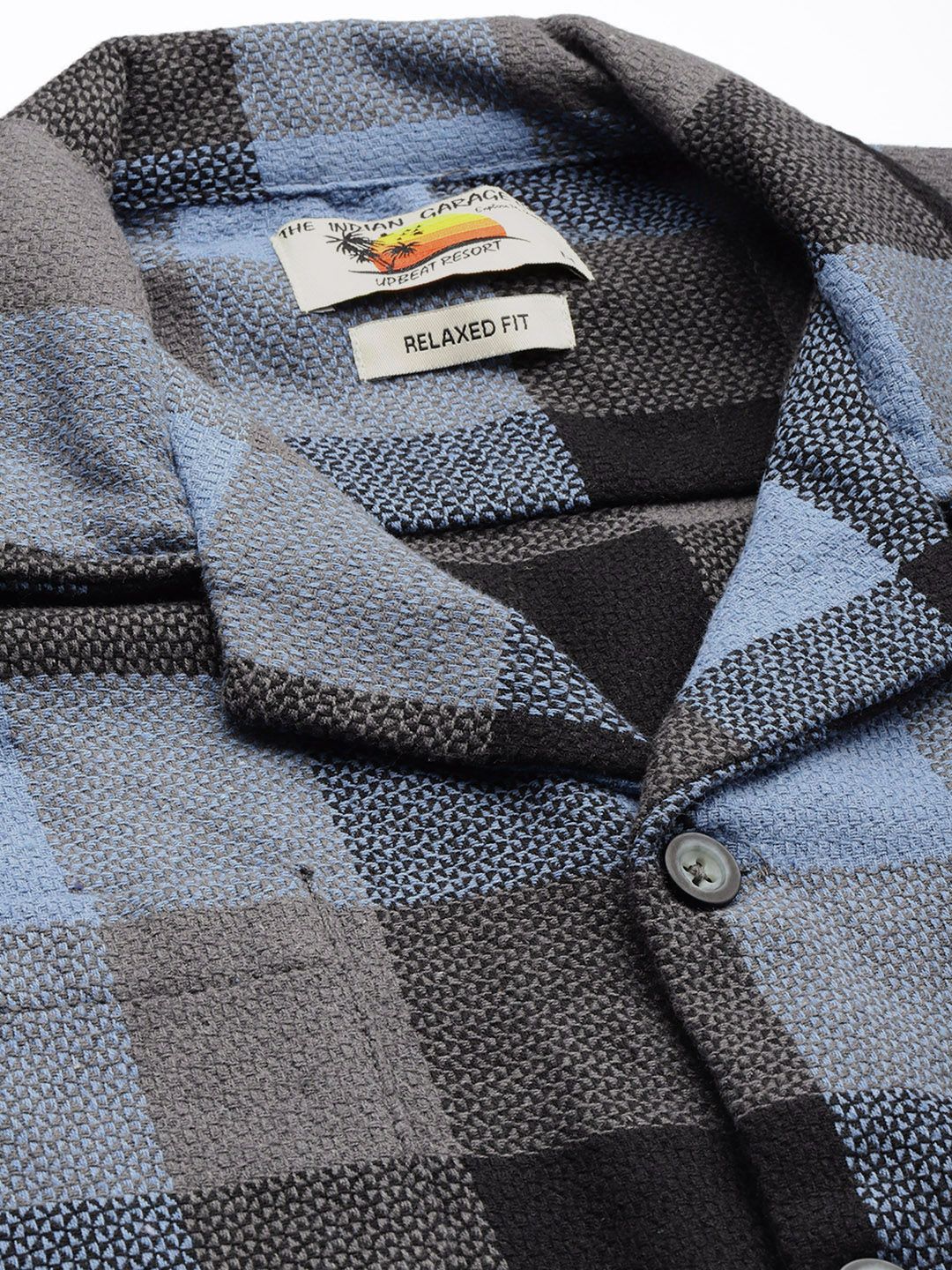 Men's Black Relaxed Fit Checkered Bohemian Printed Shirt - Image 5