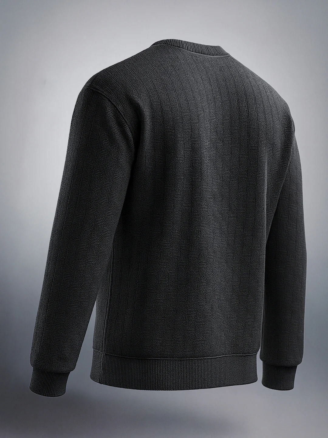 Men's Black Relaxed Fit Solid Street Wear Sweatshirts - Image 2