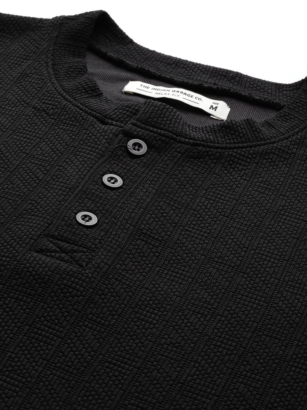 Men's Black Relaxed Fit Solid Street Wear Sweatshirts - Image 7