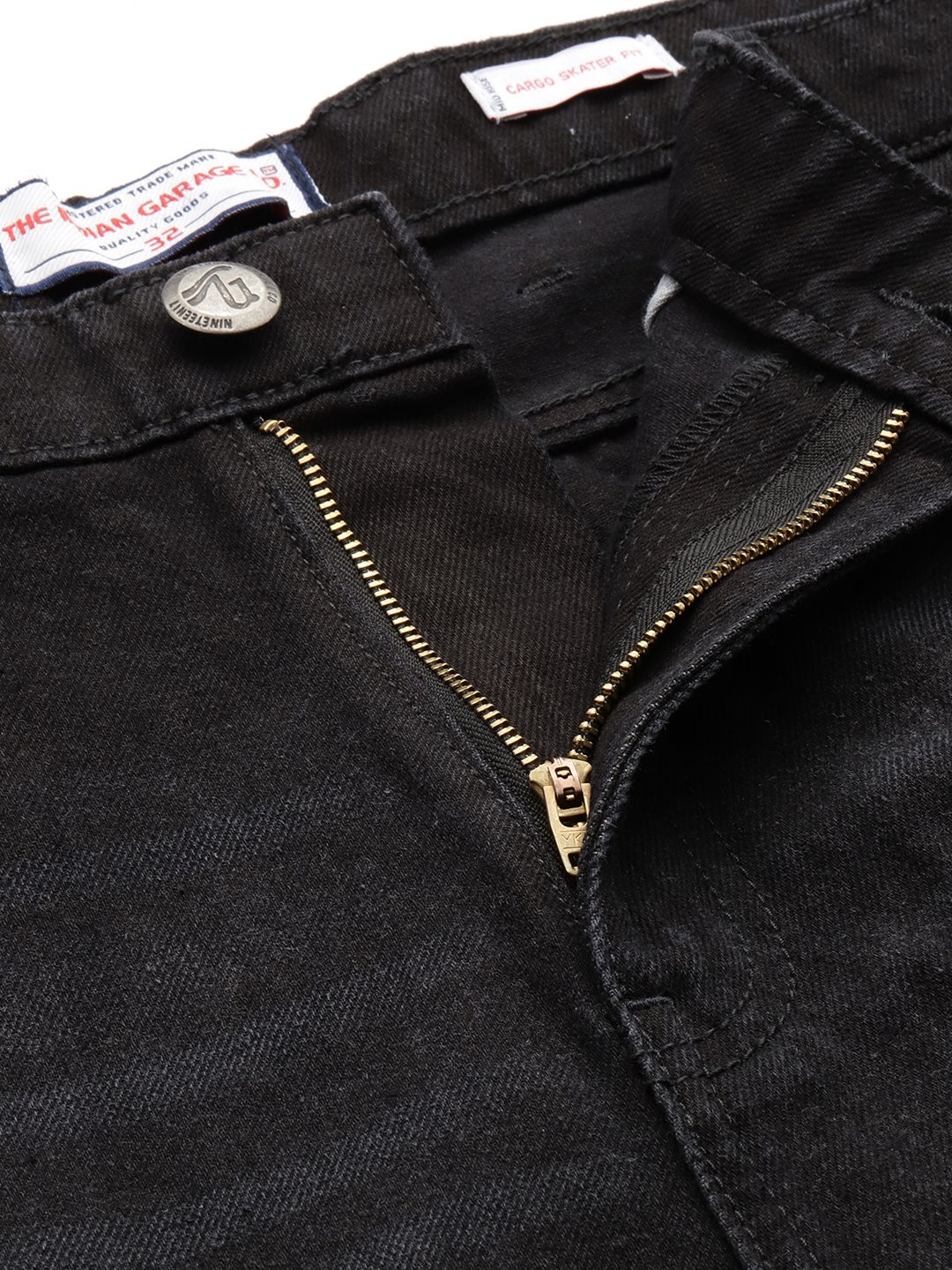 Men's Black Regular Fit Solid Utility Jeans - Image 5