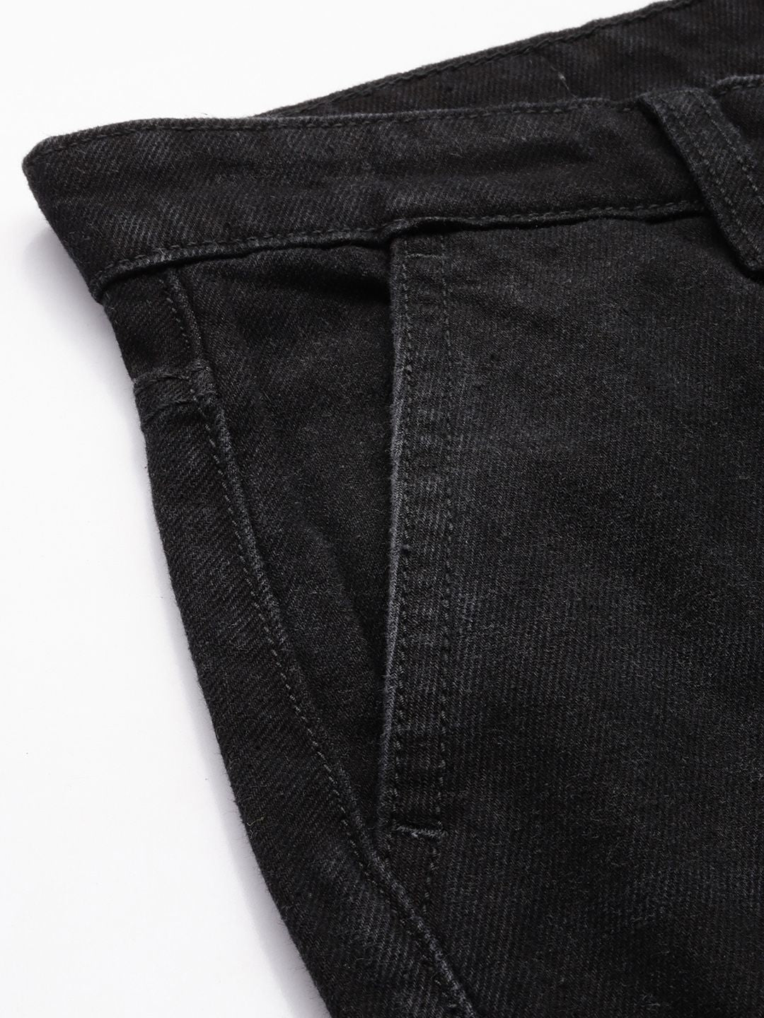 Men's Black Regular Fit Solid Utility Jeans - Image 6