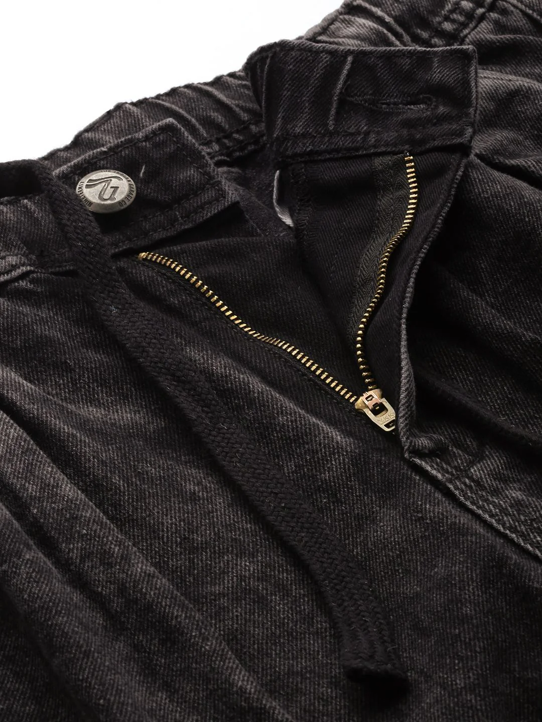 Men's Black Relaxed Fit Solid Utility Jeans - Image 5