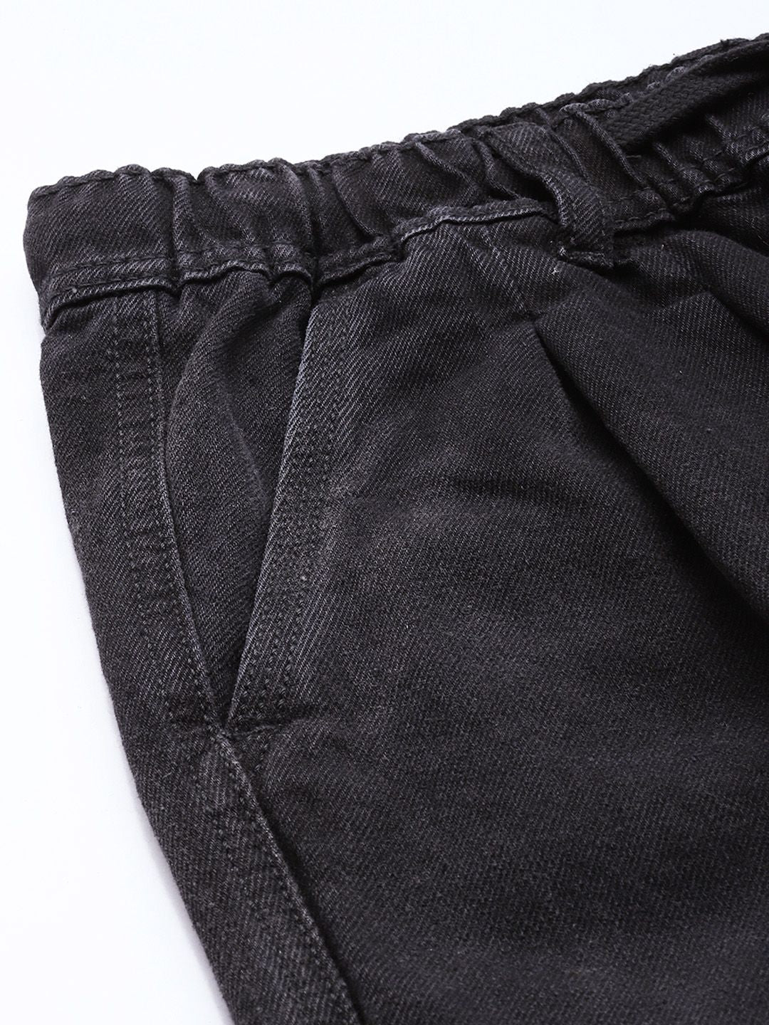 Men's Black Relaxed Fit Solid Utility Jeans - Image 6