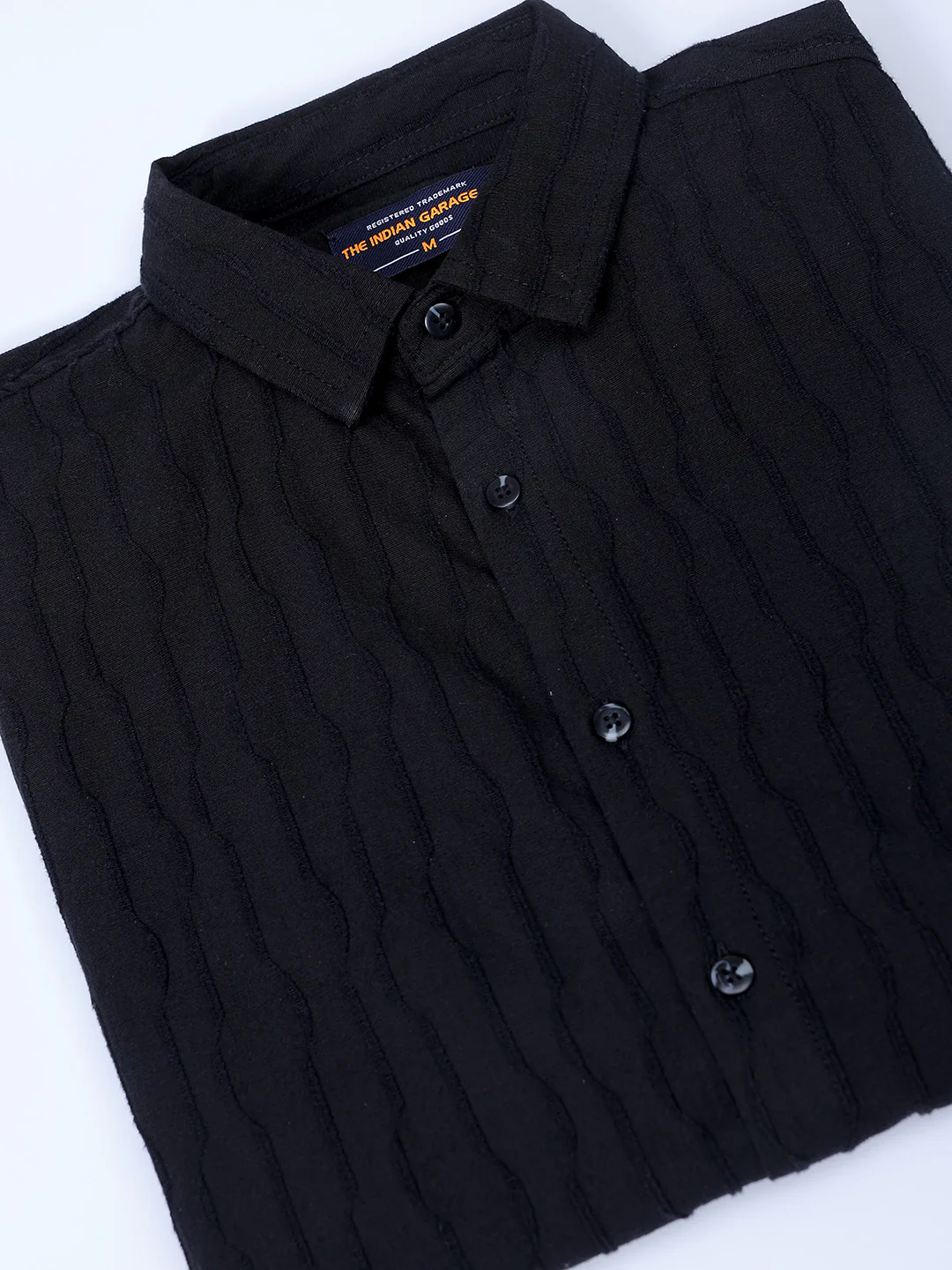 Men's Black Relaxed Fit Solid Resort Wear Shirt - Image 7