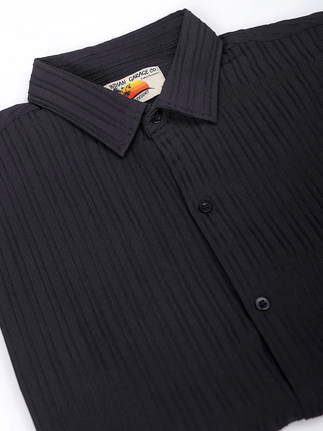 Men's Black Relaxed Fit Solid Casual Shirt - Image 8
