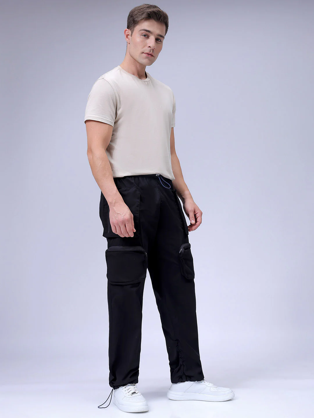 Men's Black Relaxed Fit Solid Utility Jogger - Image 2