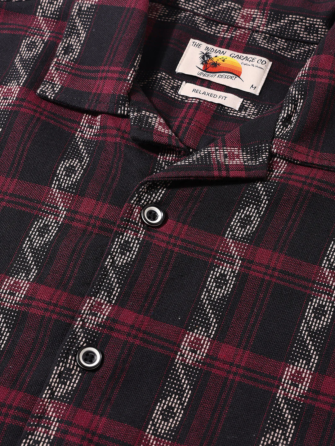 Men's Black Relaxed Fit Striped Resort Wear Shirt - Image 5