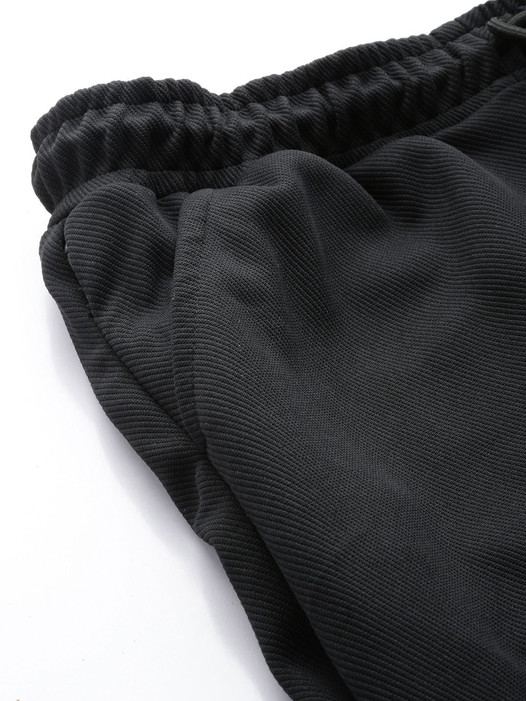 Men's Black Loose Fit Textured Street Wear Jogger - Image 6