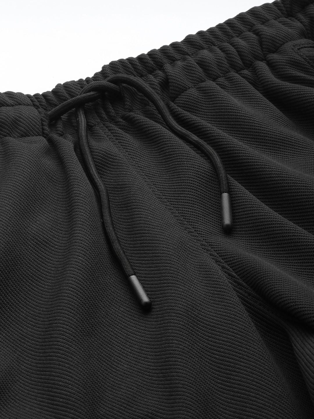 Men's Black Relaxed Fit Textured Casual Jogger - Image 5