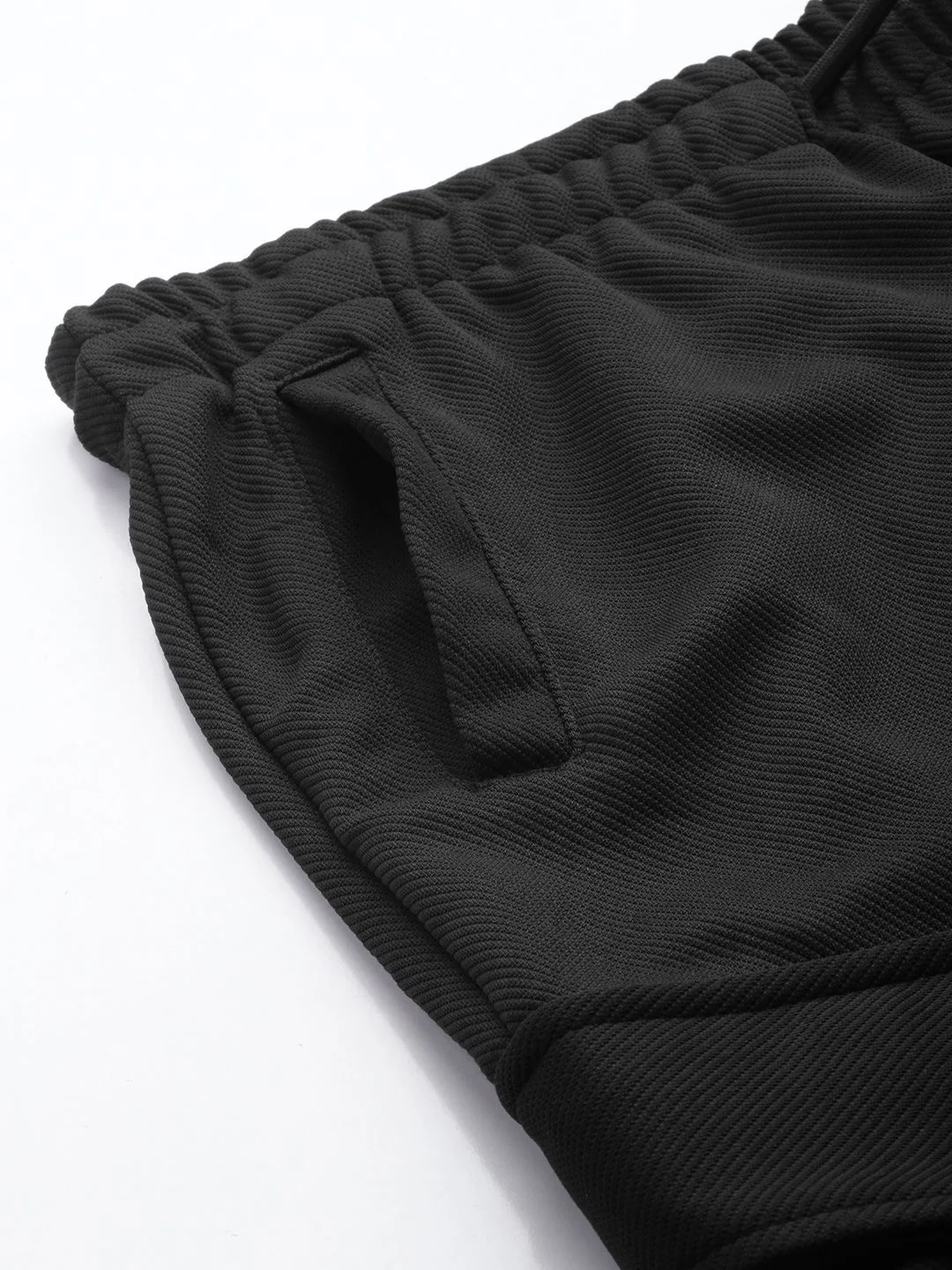 Men's Black Relaxed Fit Textured Casual Jogger - Image 6