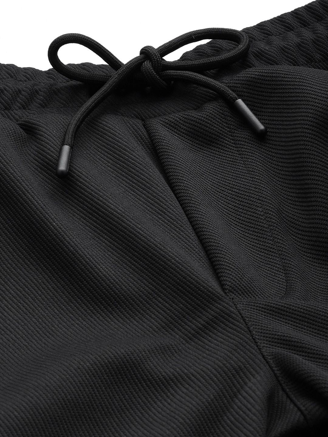 Men's Black Relaxed Fit Textured Casual Jogger - Image 5