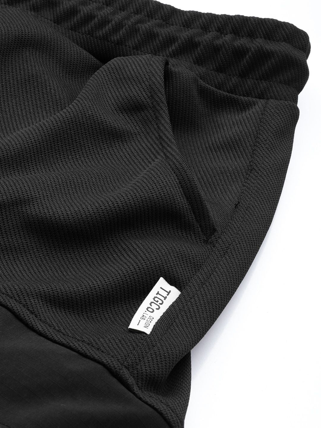 Men's Black Relaxed Fit Textured Casual Jogger - Image 6