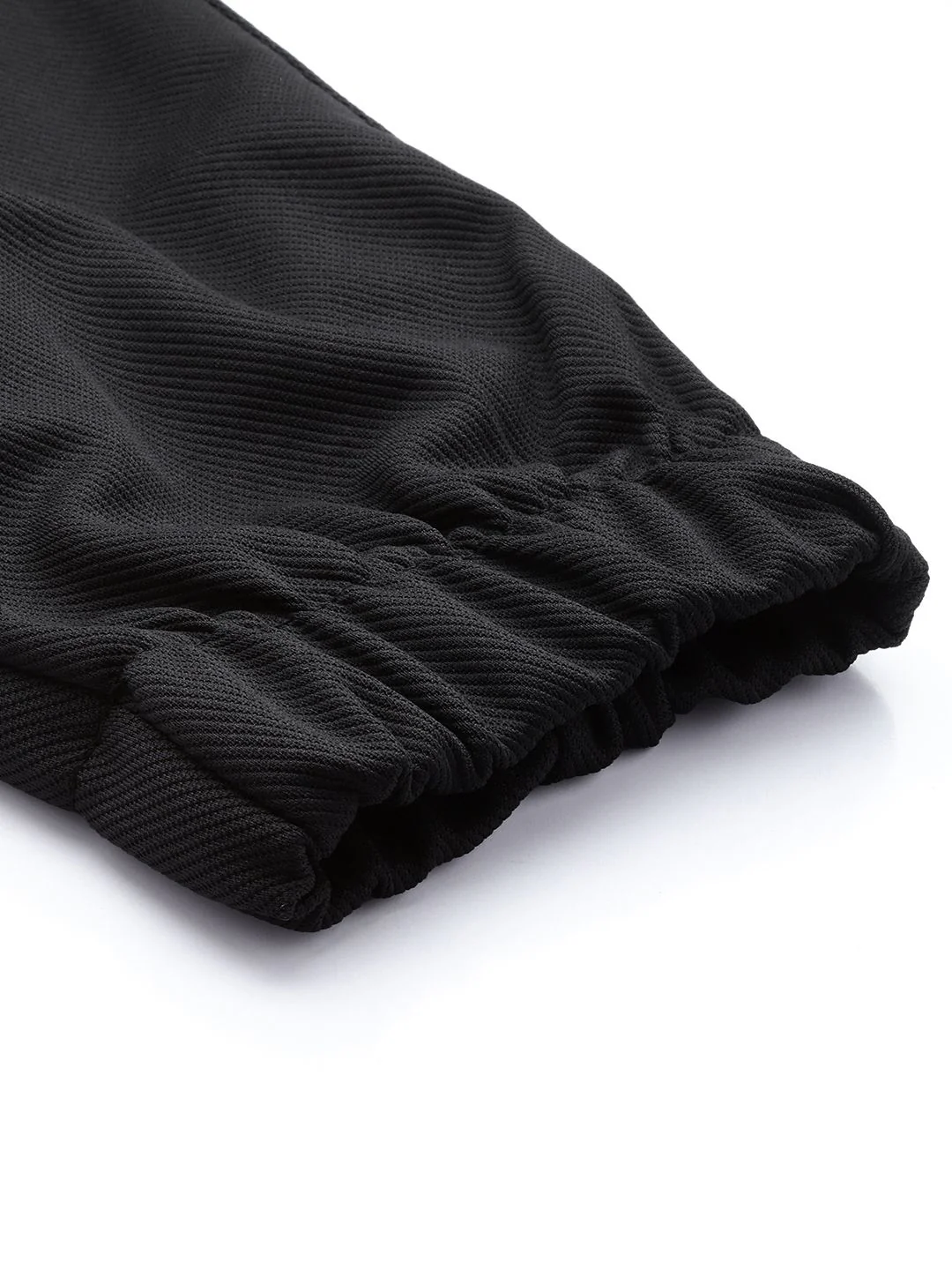 Men's Black Relaxed Fit Textured Casual Jogger - Image 7