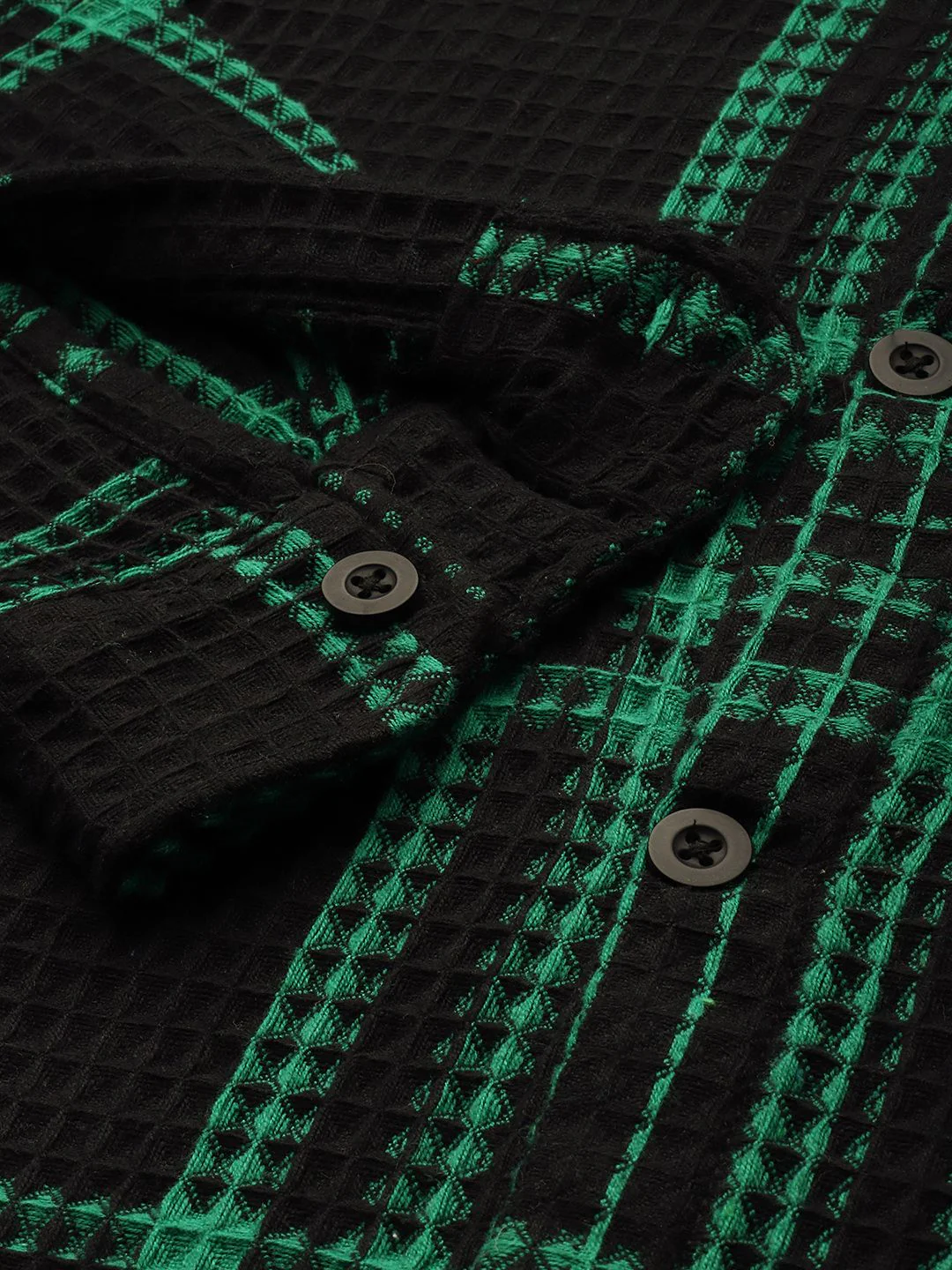 Men's Black Relaxed Fit Textured Casual Shirt - Image 6