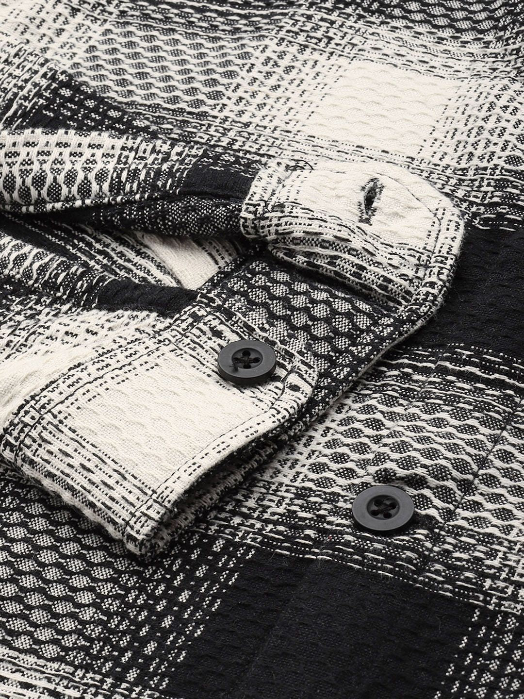 Men's Black Relaxed Fit Textured Casual Shirt - Image 6