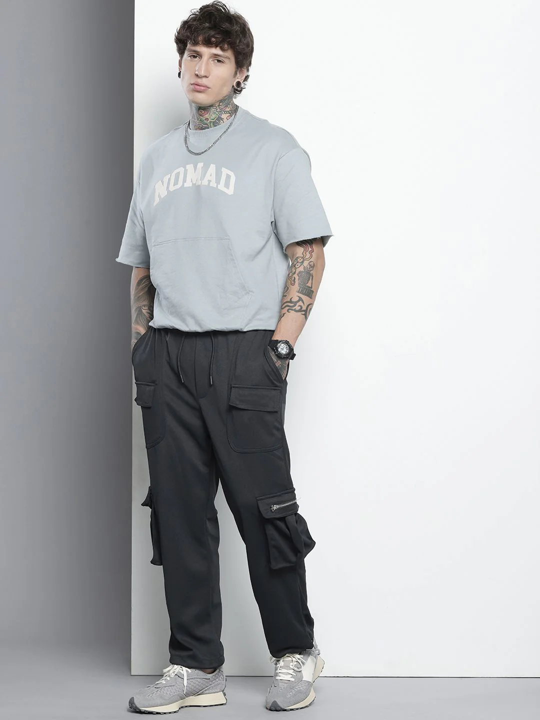 Men's Black Relaxed Fit Textured Street Wear Jogger - Image 2