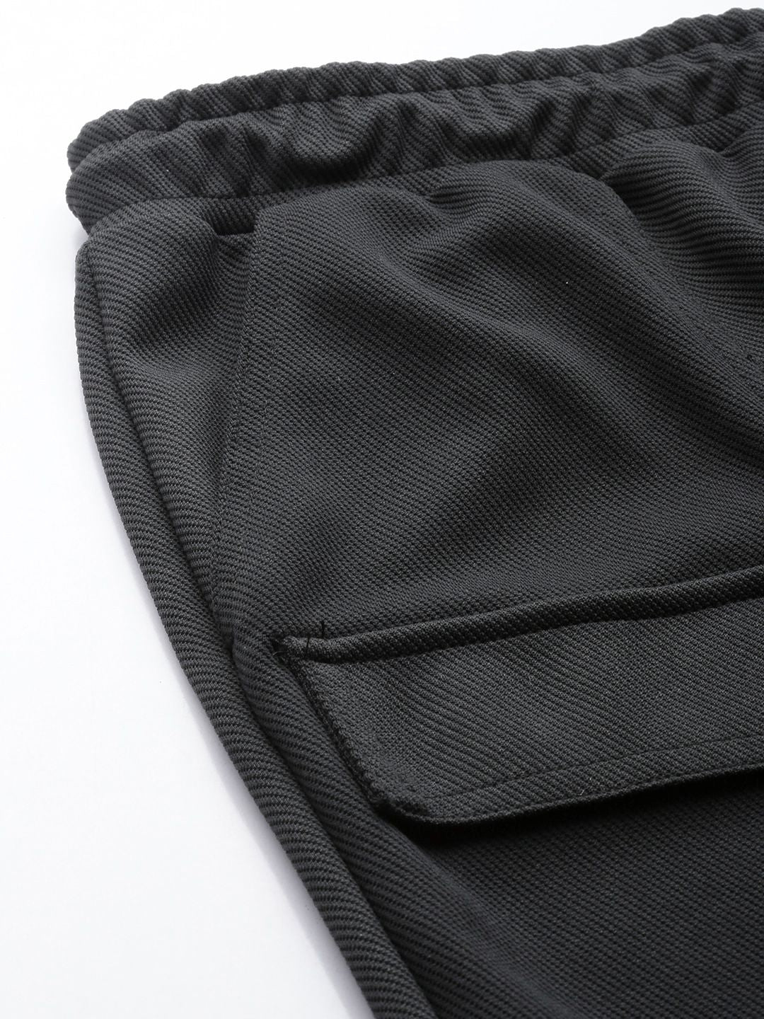 Men's Black Relaxed Fit Textured Street Wear Jogger - Image 5