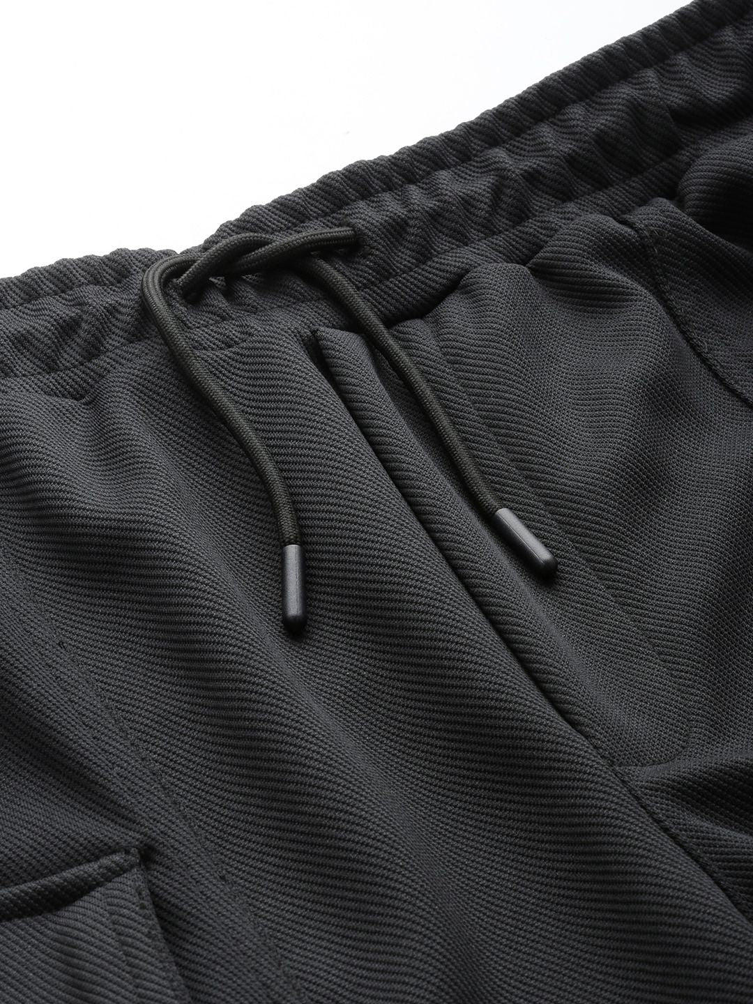 Men's Black Relaxed Fit Textured Street Wear Jogger - Image 7