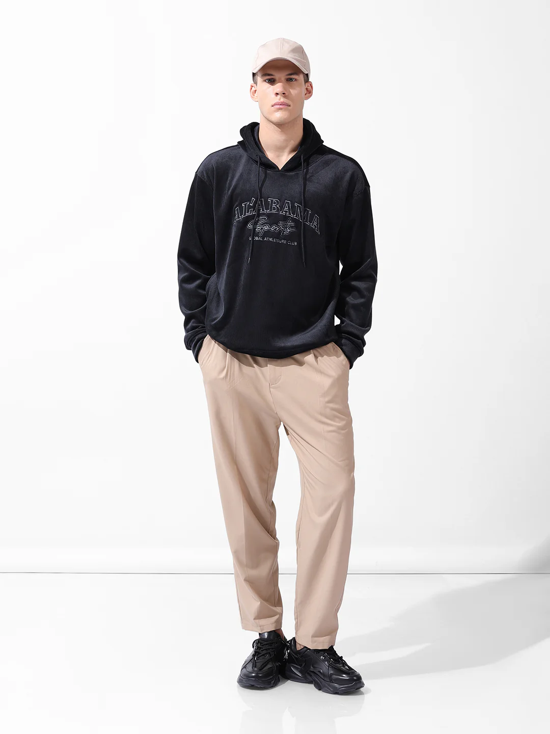 Men's Black Regular Fit Textured Casual Sweatshirts - Image 10