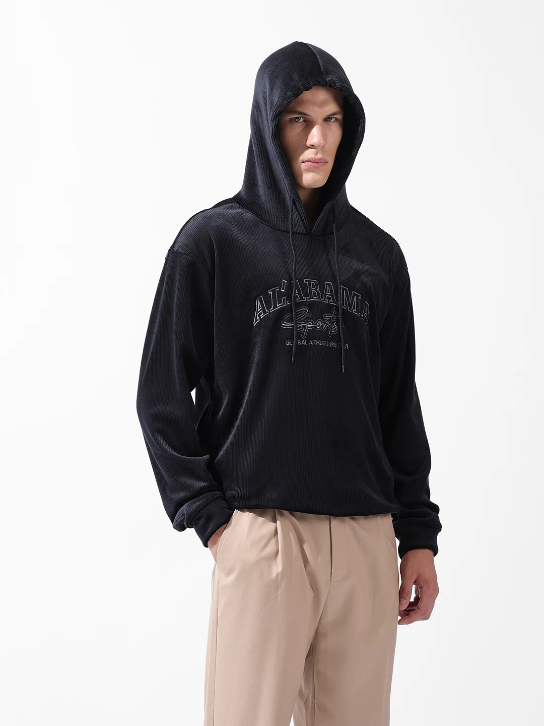 Men's Black Regular Fit Textured Casual Sweatshirts - Image 11