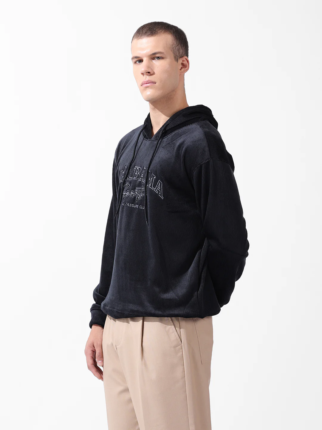 Men's Black Regular Fit Textured Casual Sweatshirts - Image 5