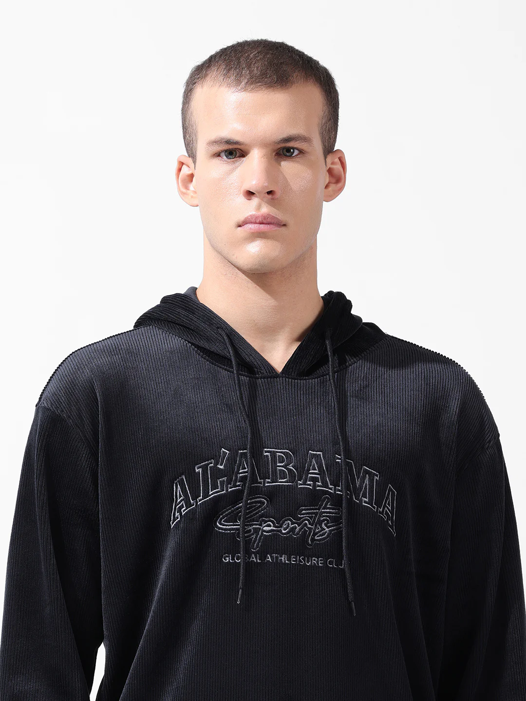 Men's Black Regular Fit Textured Casual Sweatshirts - Image 7