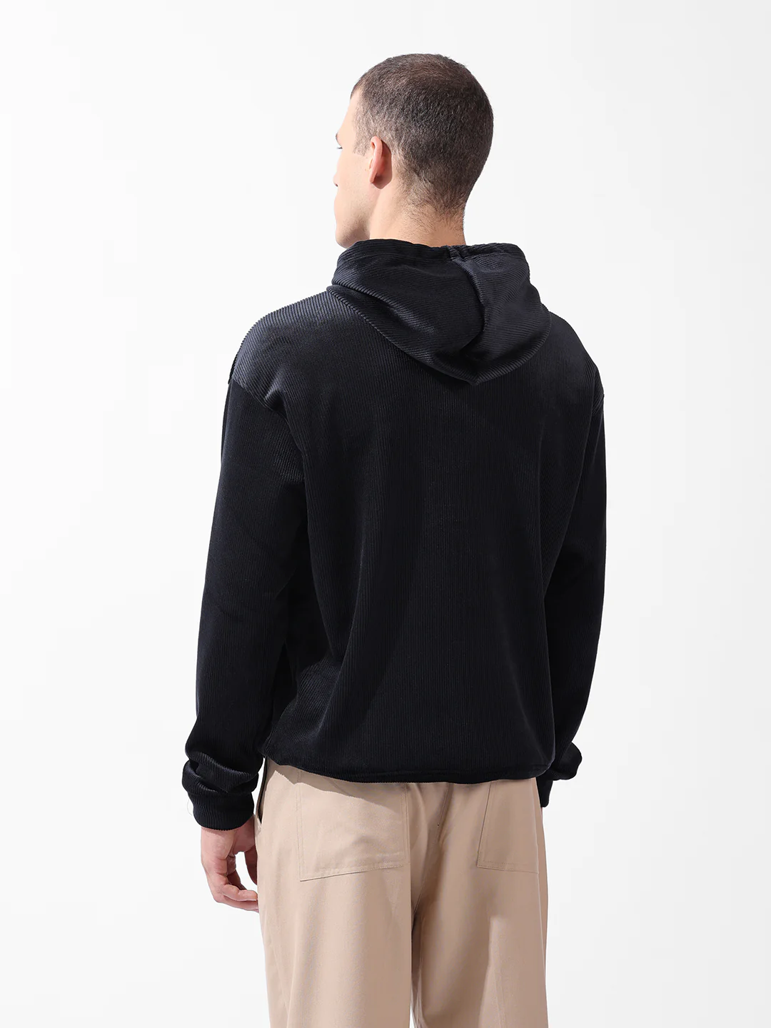 Men's Black Regular Fit Textured Casual Sweatshirts - Image 9