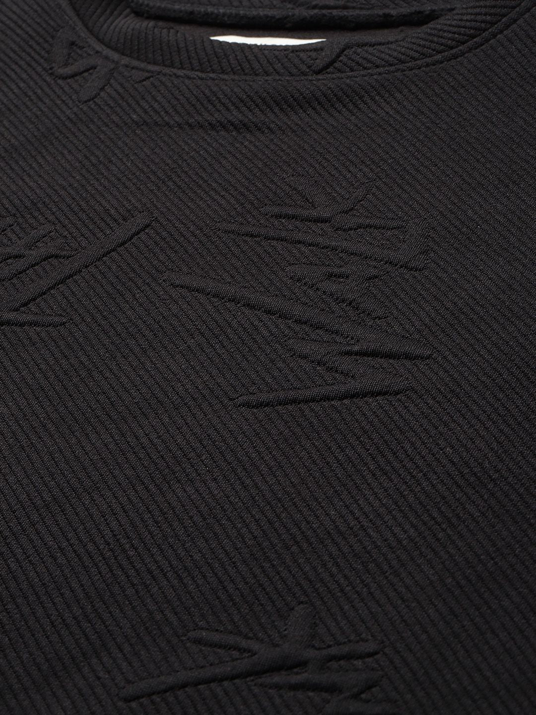 Men's Black Self Design Relaxed Fit Coordinates - Image 5