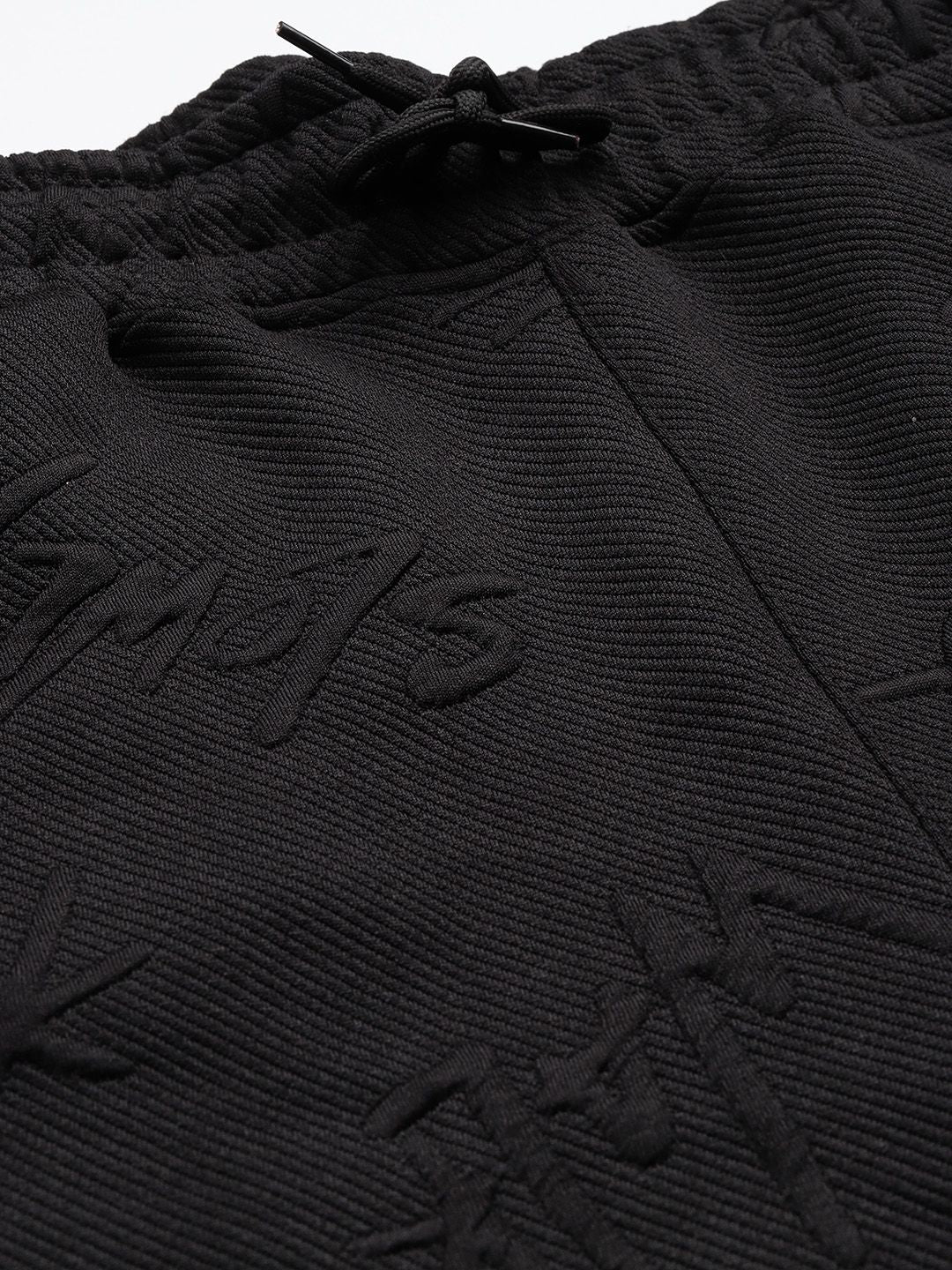 Men's Black Self Design Relaxed Fit Coordinates - Image 6