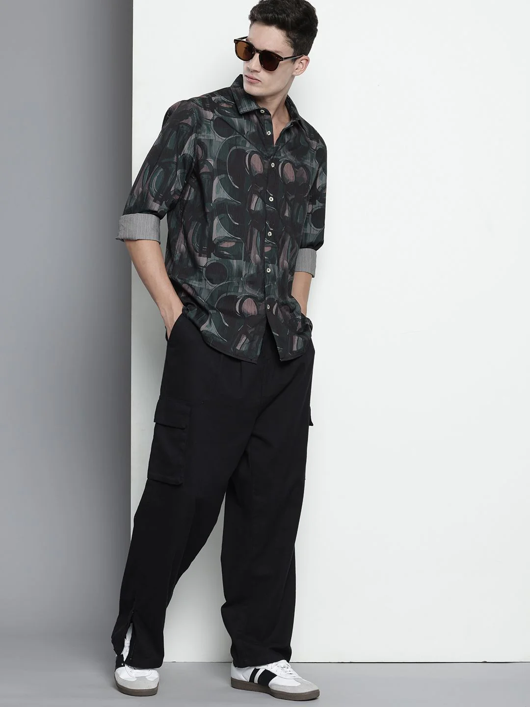 Men's Black Slim Fit Printed Party Wear Shirt - Image 3