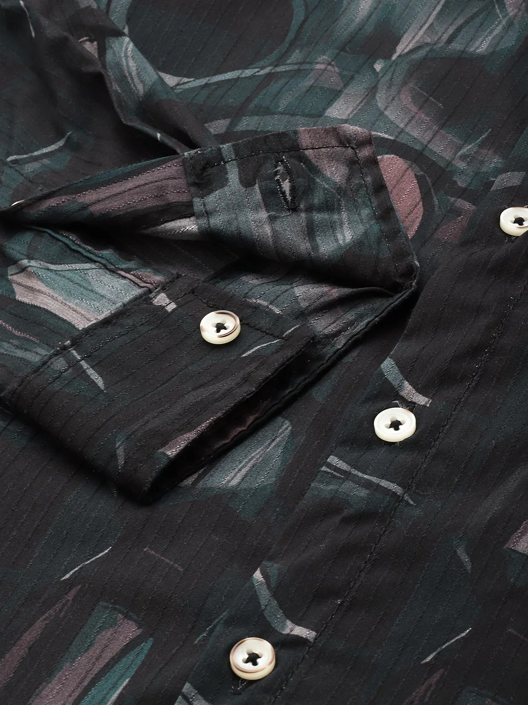 Men's Black Slim Fit Printed Party Wear Shirt - Image 6