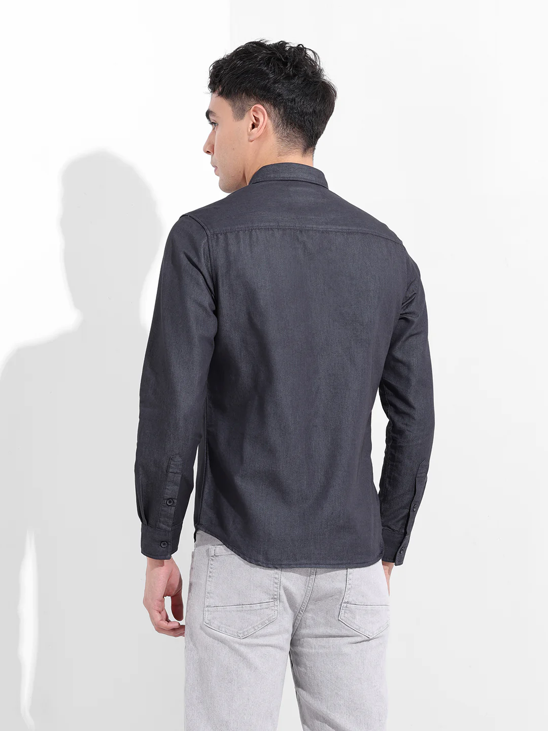Men's Black Slim Fit Solid Casual Shirt - Image 5