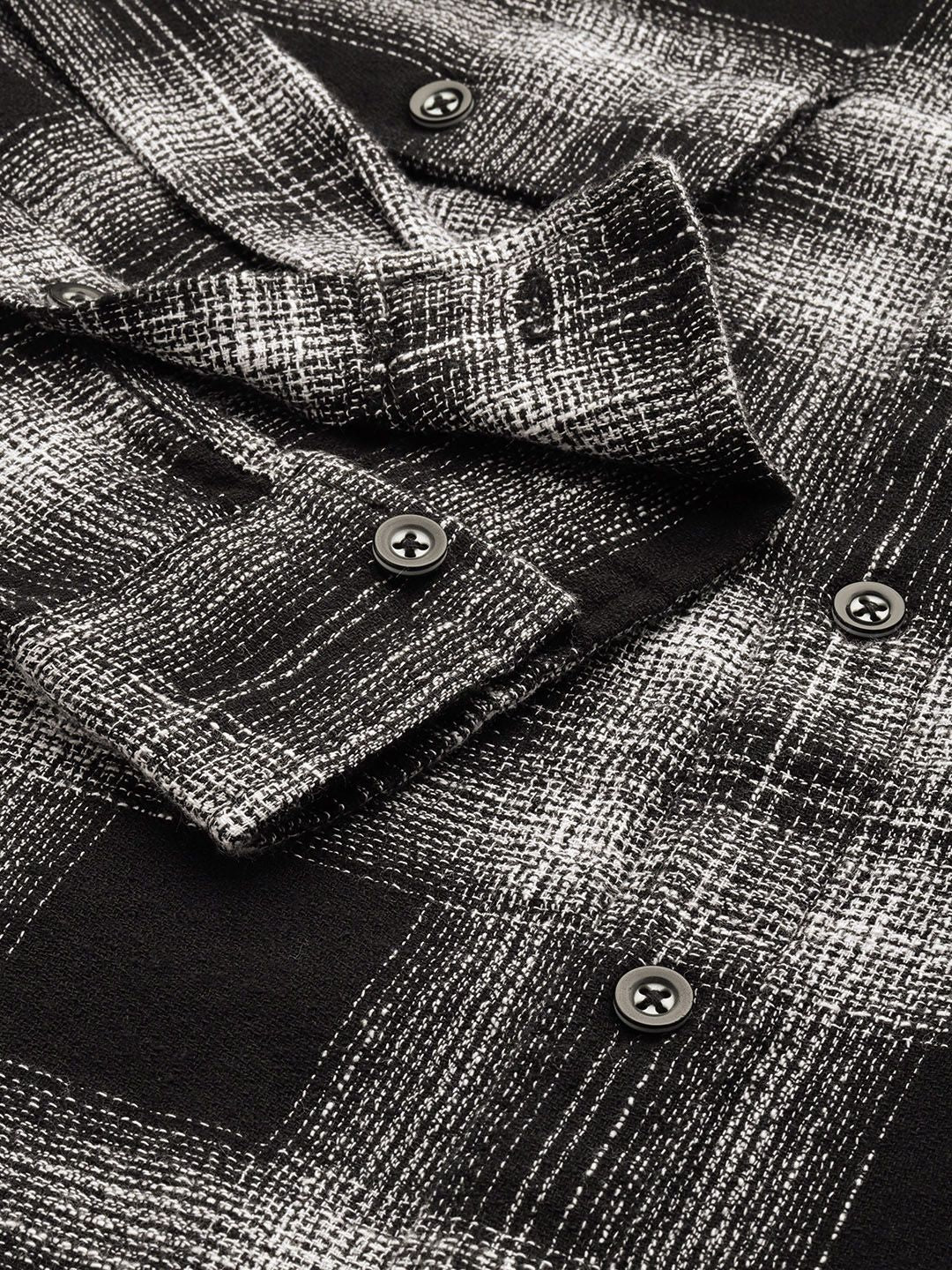 Men's Black Slim Fit Checked Casual Shirt - Image 6