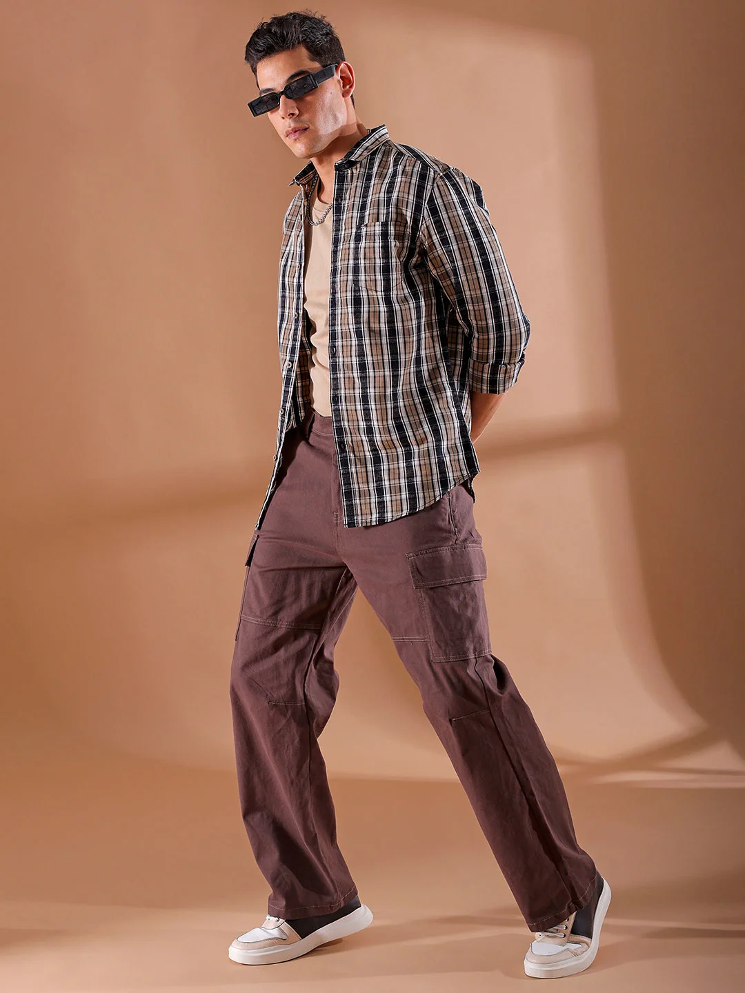 Men's Black Slim Fit Checkered Casual Shirt - Image 8