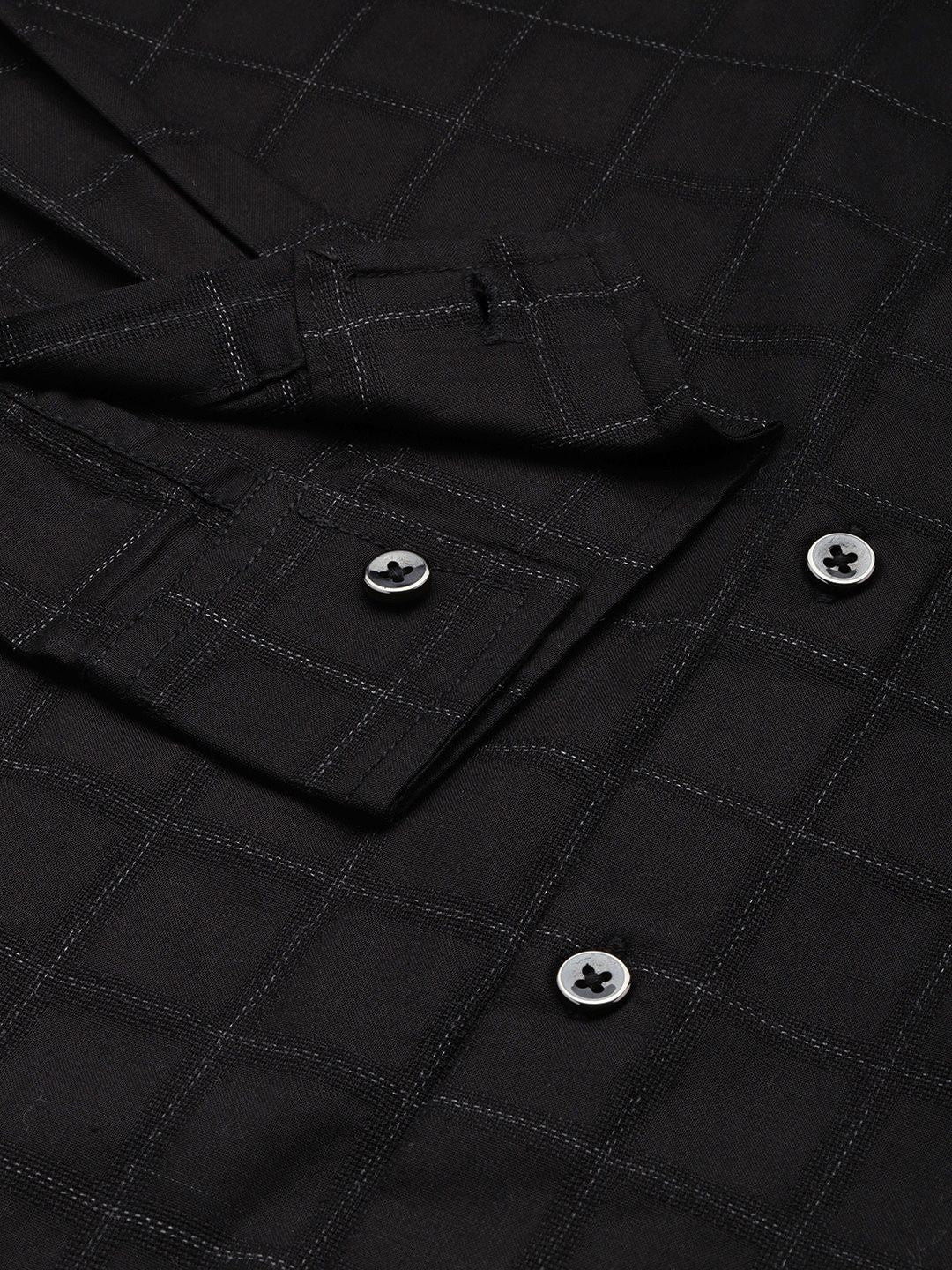 Men's Black Slim Fit Checked Casual Shirt - Image 5