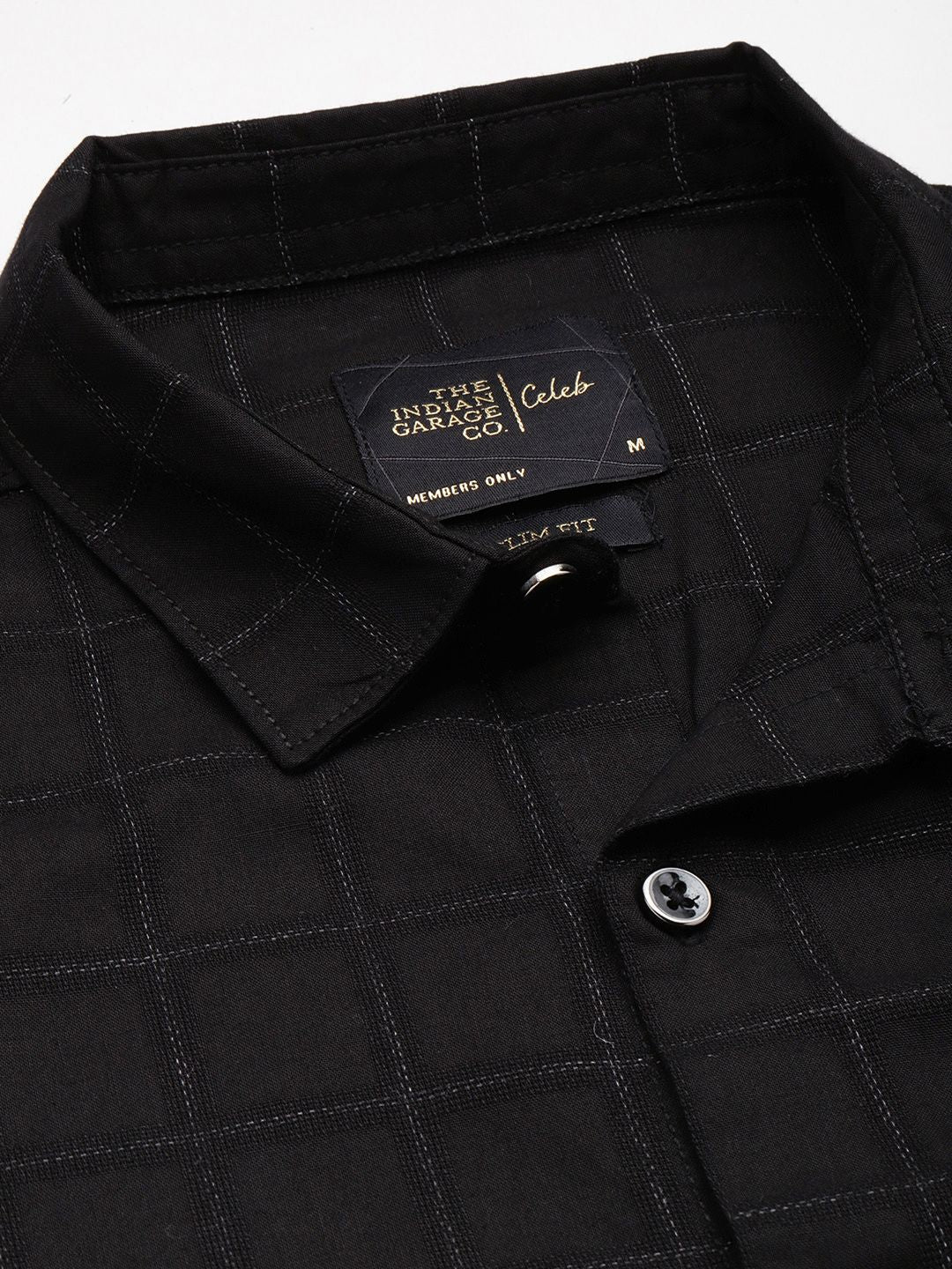 Men's Black Slim Fit Checked Casual Shirt - Image 6