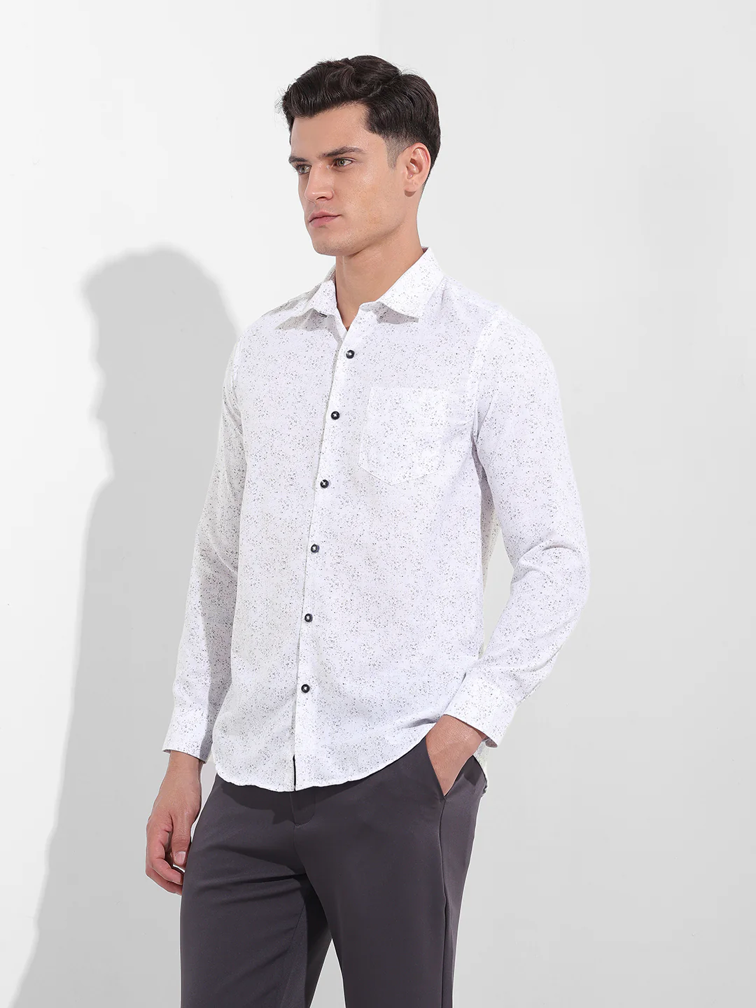 Men's Black Slim Fit Printed Formal Shirt - Image 2
