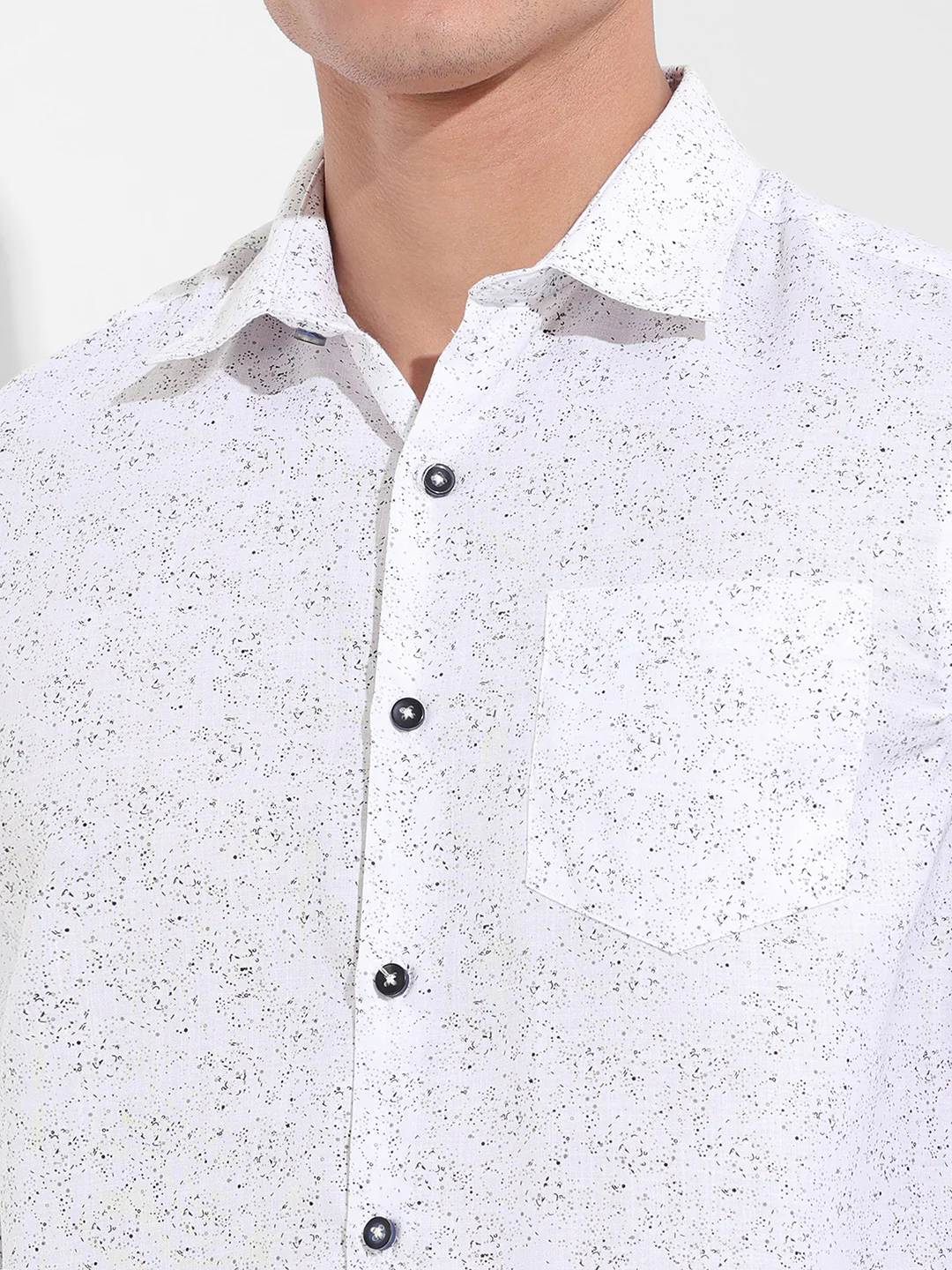 Men's Black Slim Fit Printed Formal Shirt - Image 3