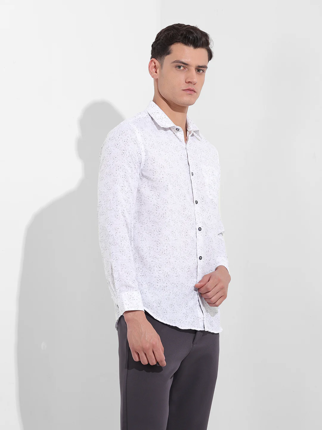 Men's Black Slim Fit Printed Formal Shirt - Image 4