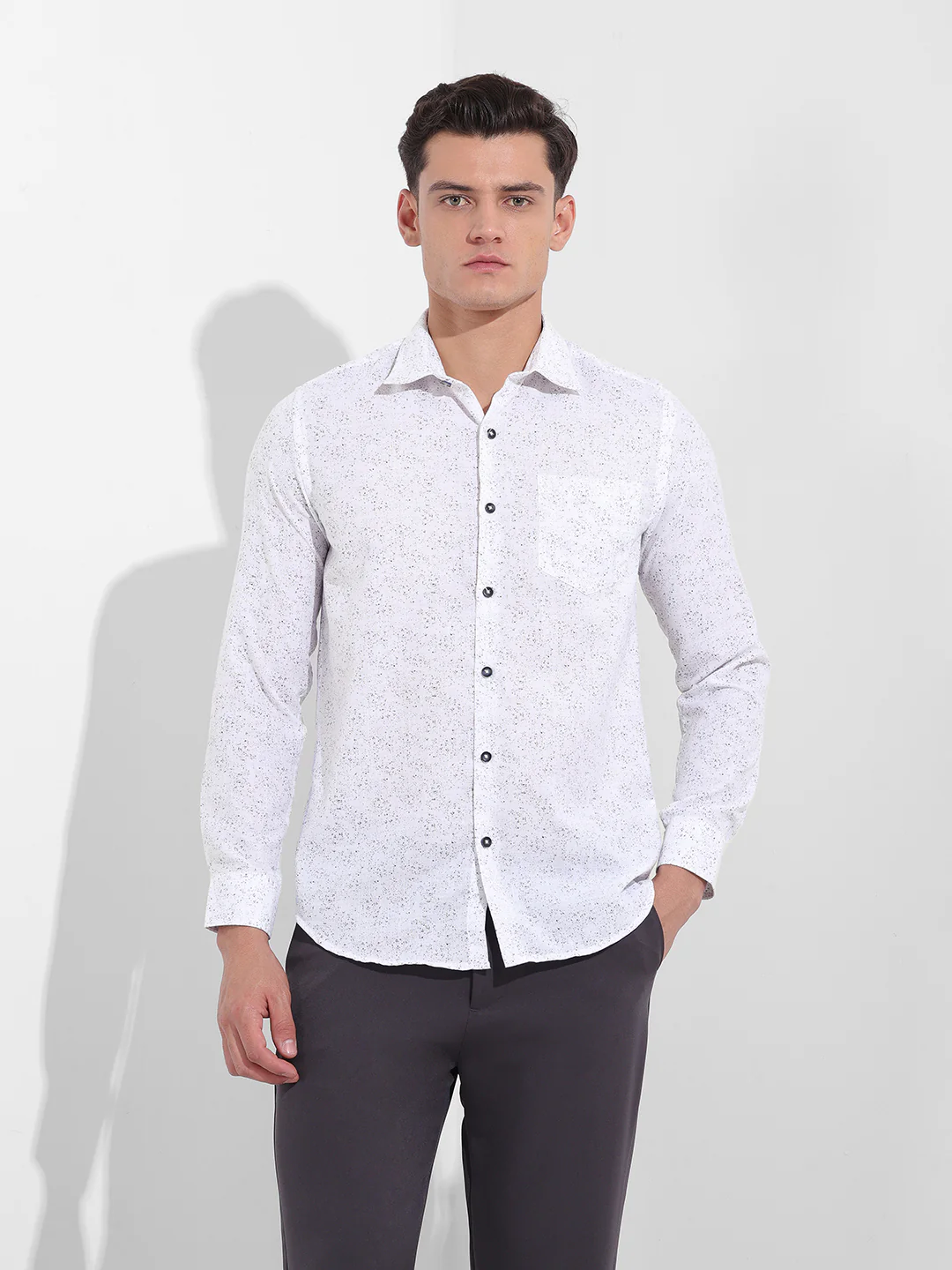 Men's Black Slim Fit Printed Formal Shirt - Image 7