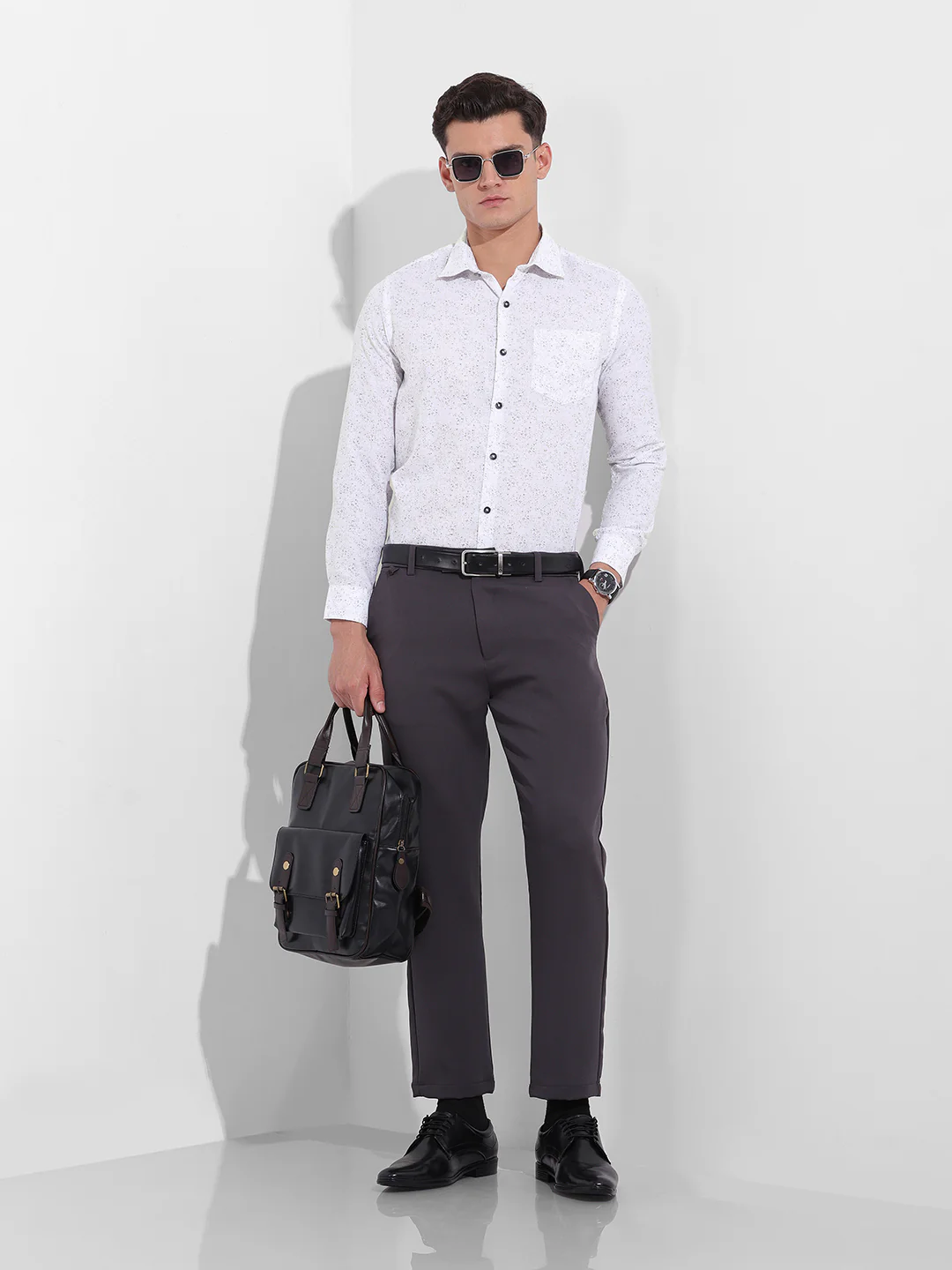 Men's Black Slim Fit Printed Formal Shirt - Image 8