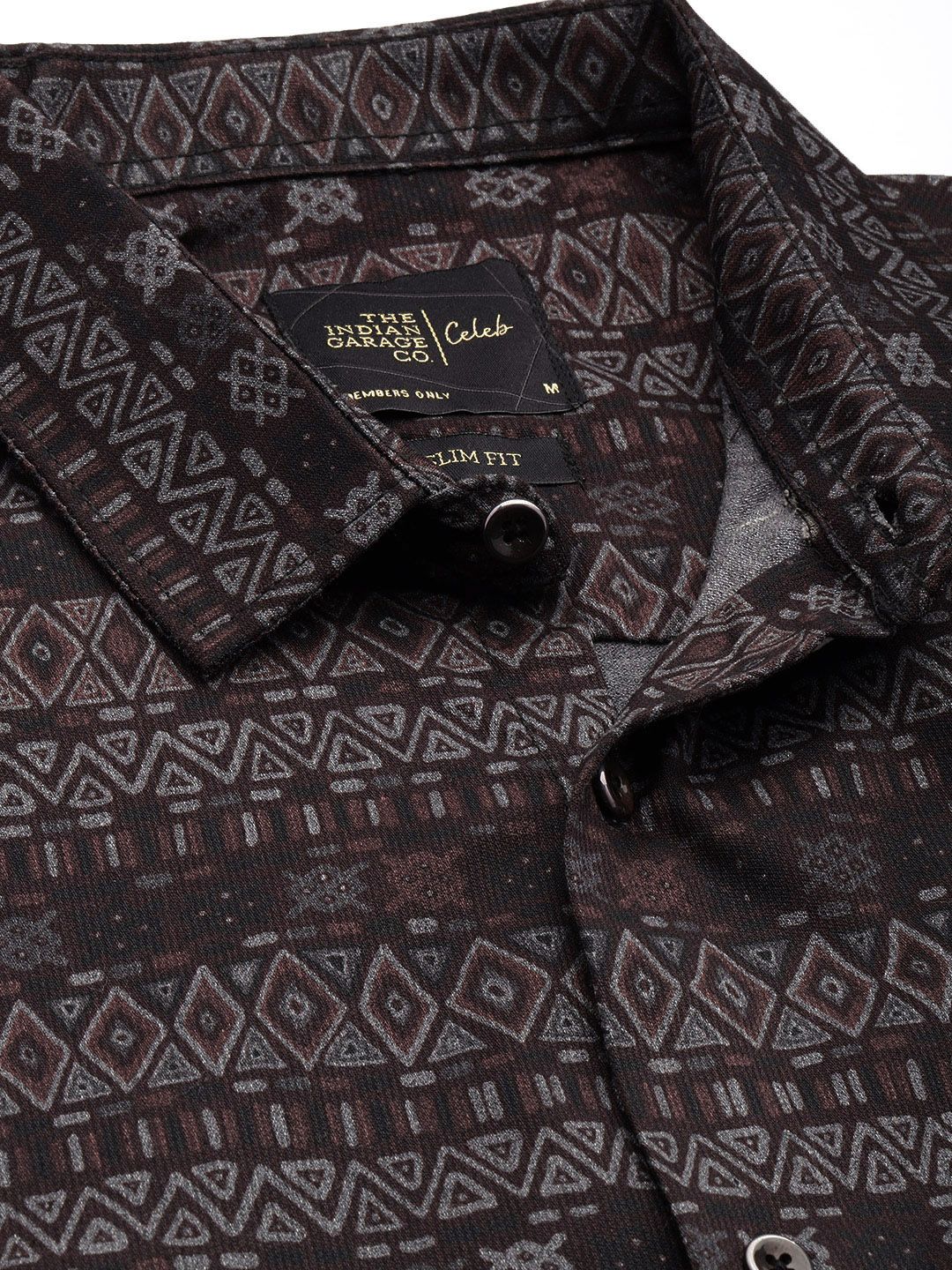 Men's Black Slim Fit Printed Party Wear Shirt - Image 5