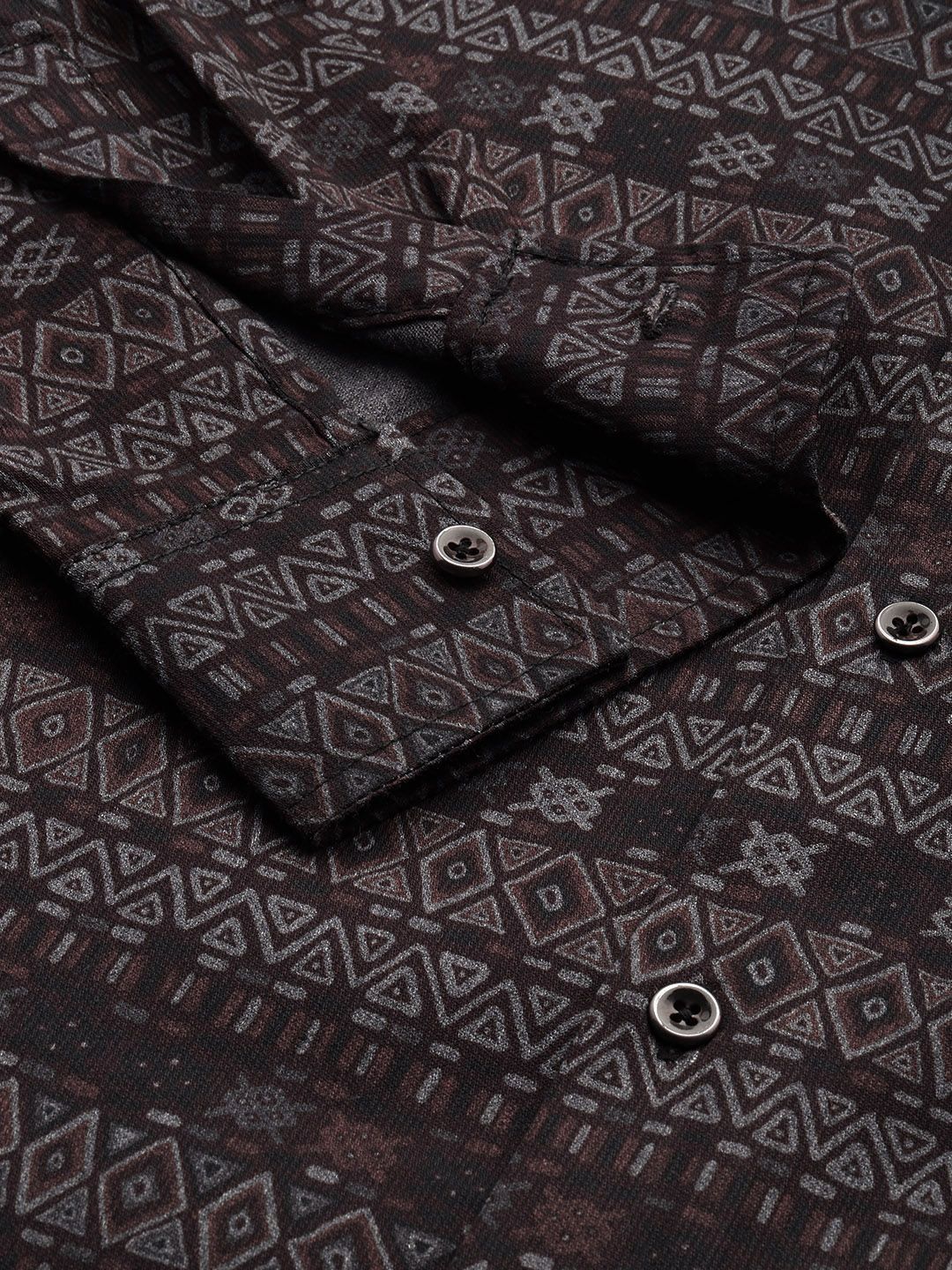 Men's Black Slim Fit Printed Party Wear Shirt - Image 6