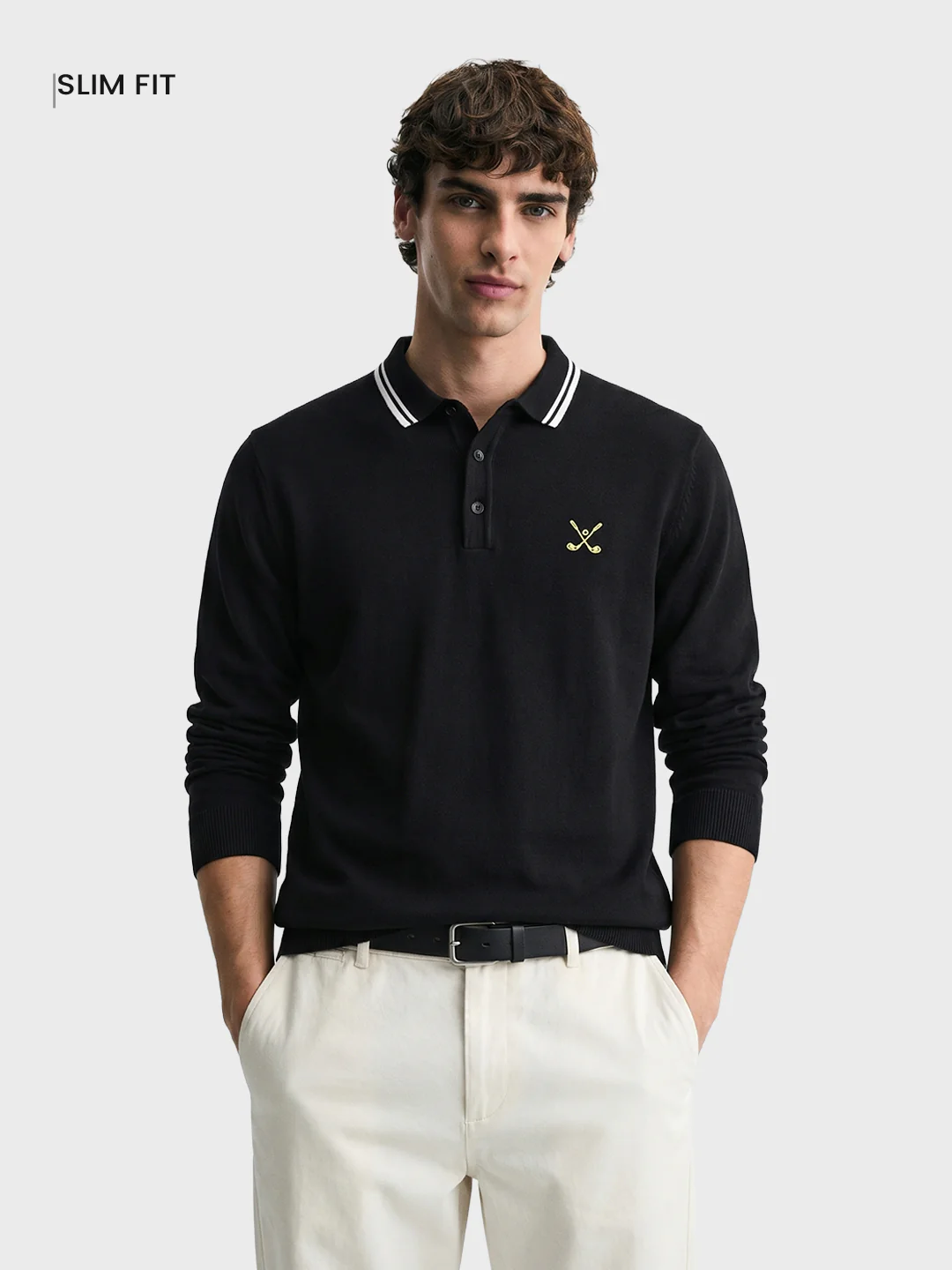 Men's Black Slim Fit Textured Flat Knit T-Shirt - Image 2