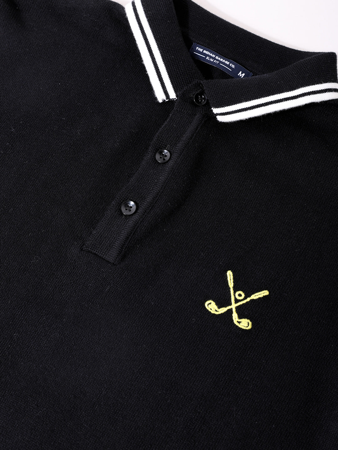 Men's Black Slim Fit Textured Flat Knit T-Shirt - Image 3