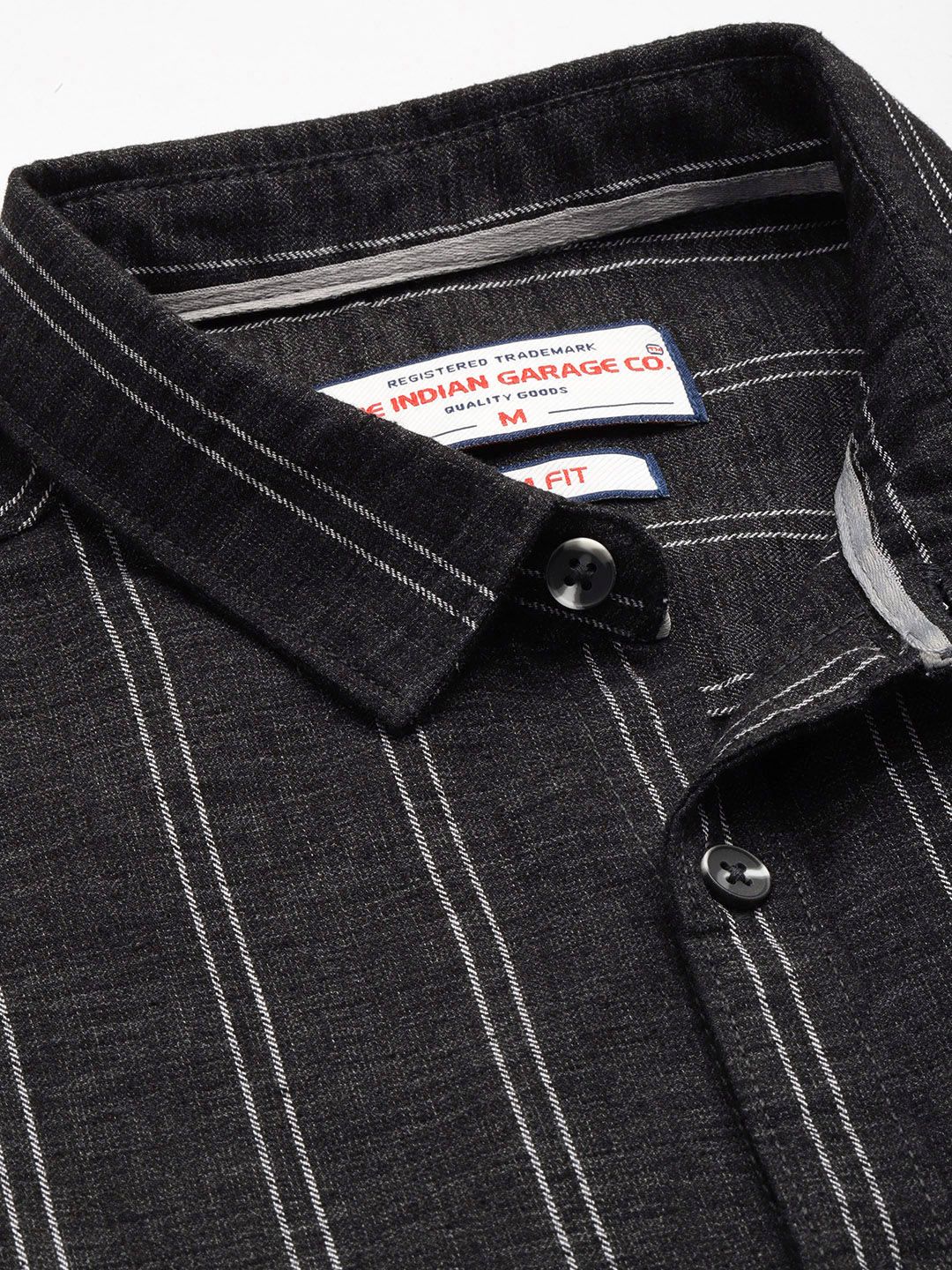 Men's Black Slim Fit Striped Casual Shirt - Image 5