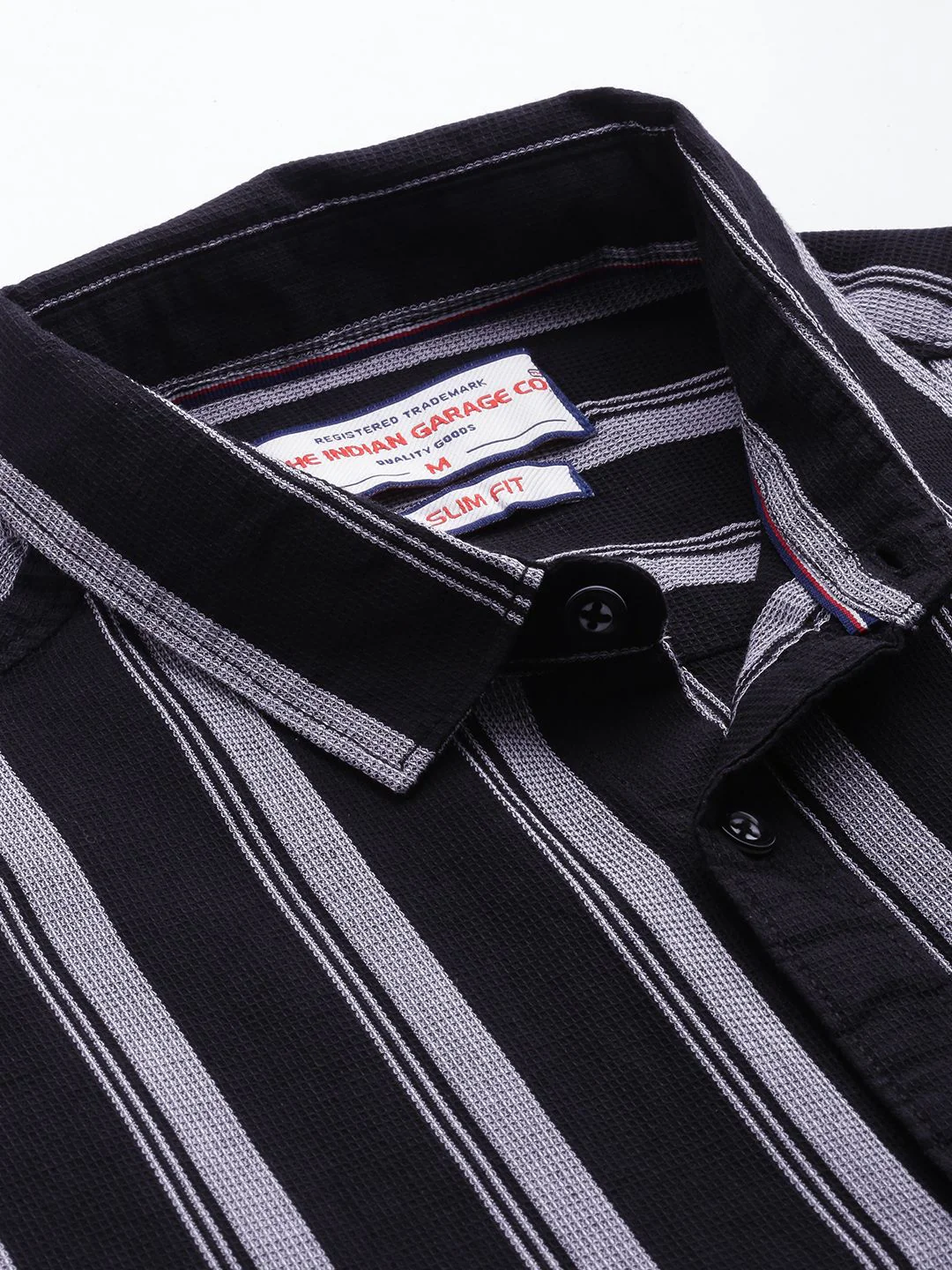 Men's Black Slim Fit Striped Casual Shirt - Image 5