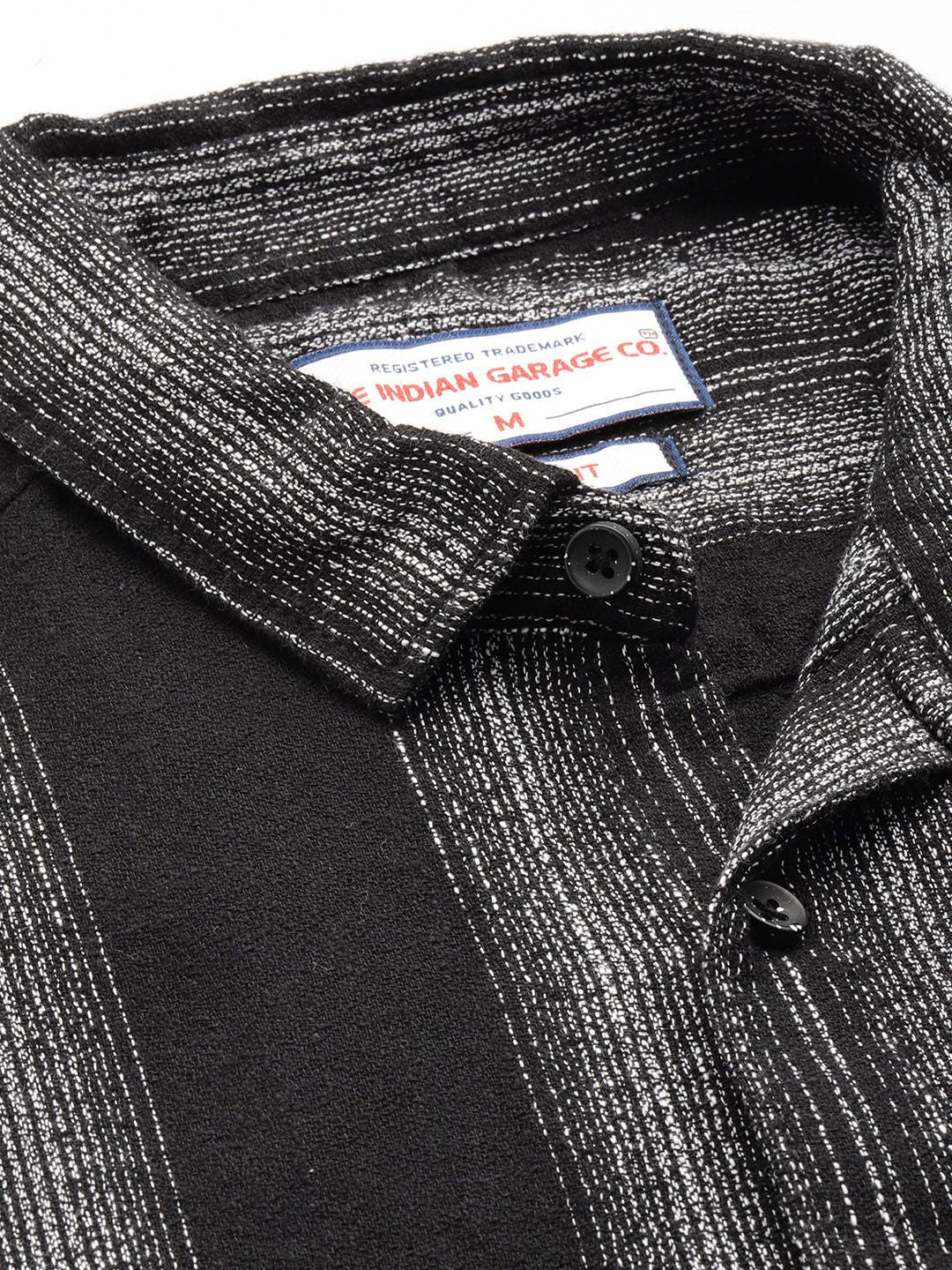 Men's Black Slim Fit Striped Casual Shirt - Image 5